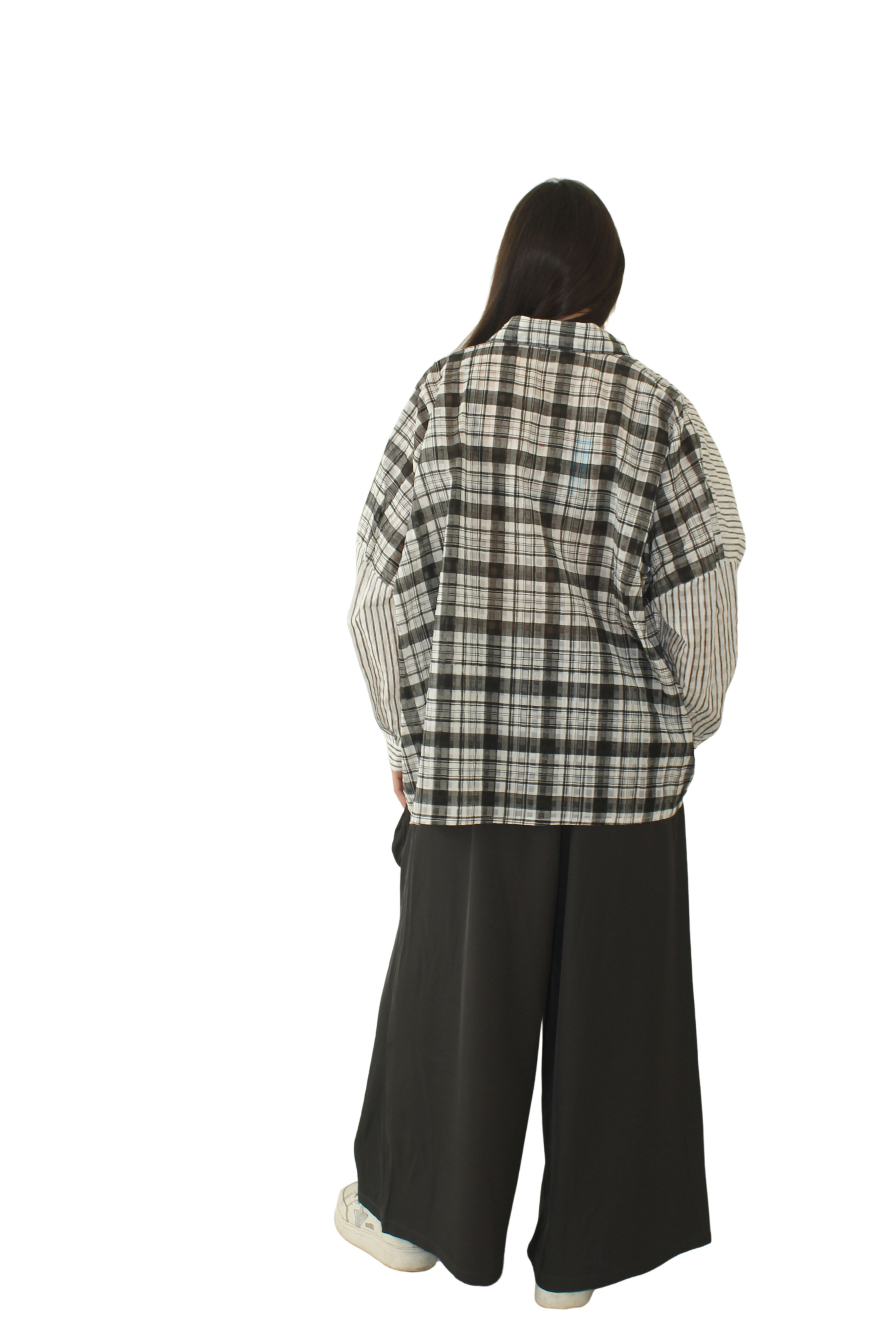 Camisa Lila Mickey Cuadros Transparente en tonos rosas y malvas LYKKE