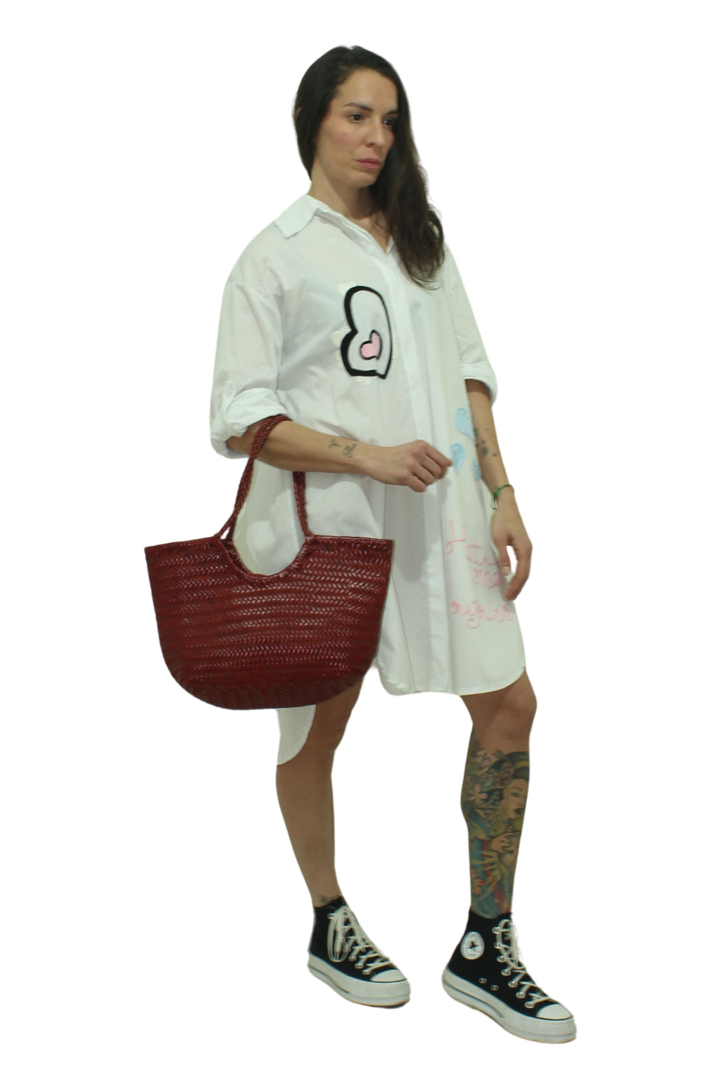 Bolso Capazo Trenzado Rojo Burdeos con Saco Interior