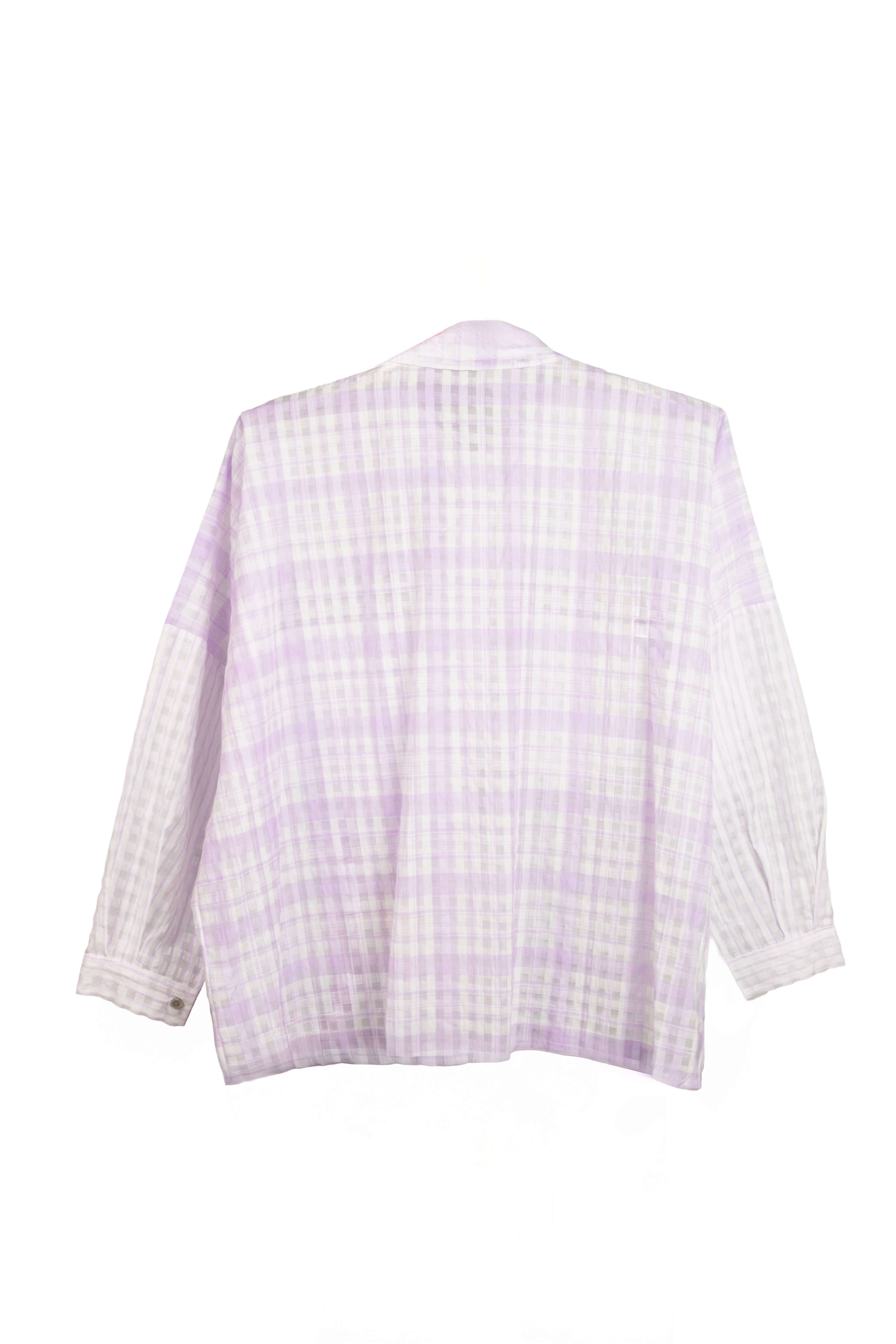 Camisa Lila Mickey Cuadros Transparente en tonos rosas y malvas LYKKE