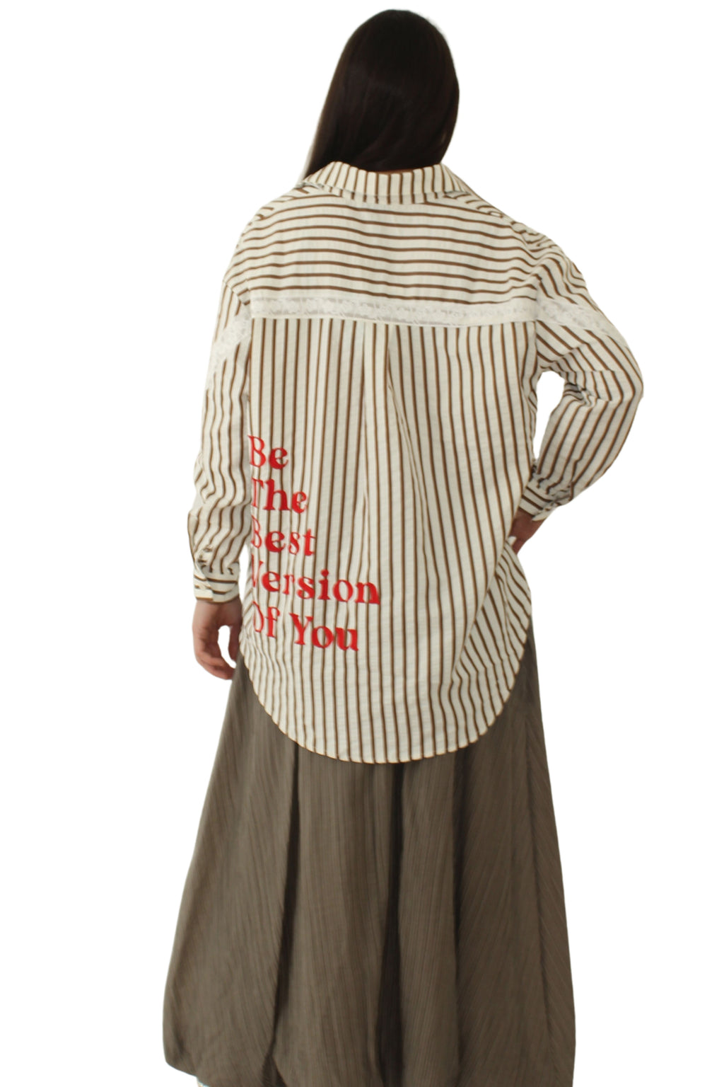 Camisa Rayas Texto Rojo Be The Best Version of You - Jot_Madrid LYKKE