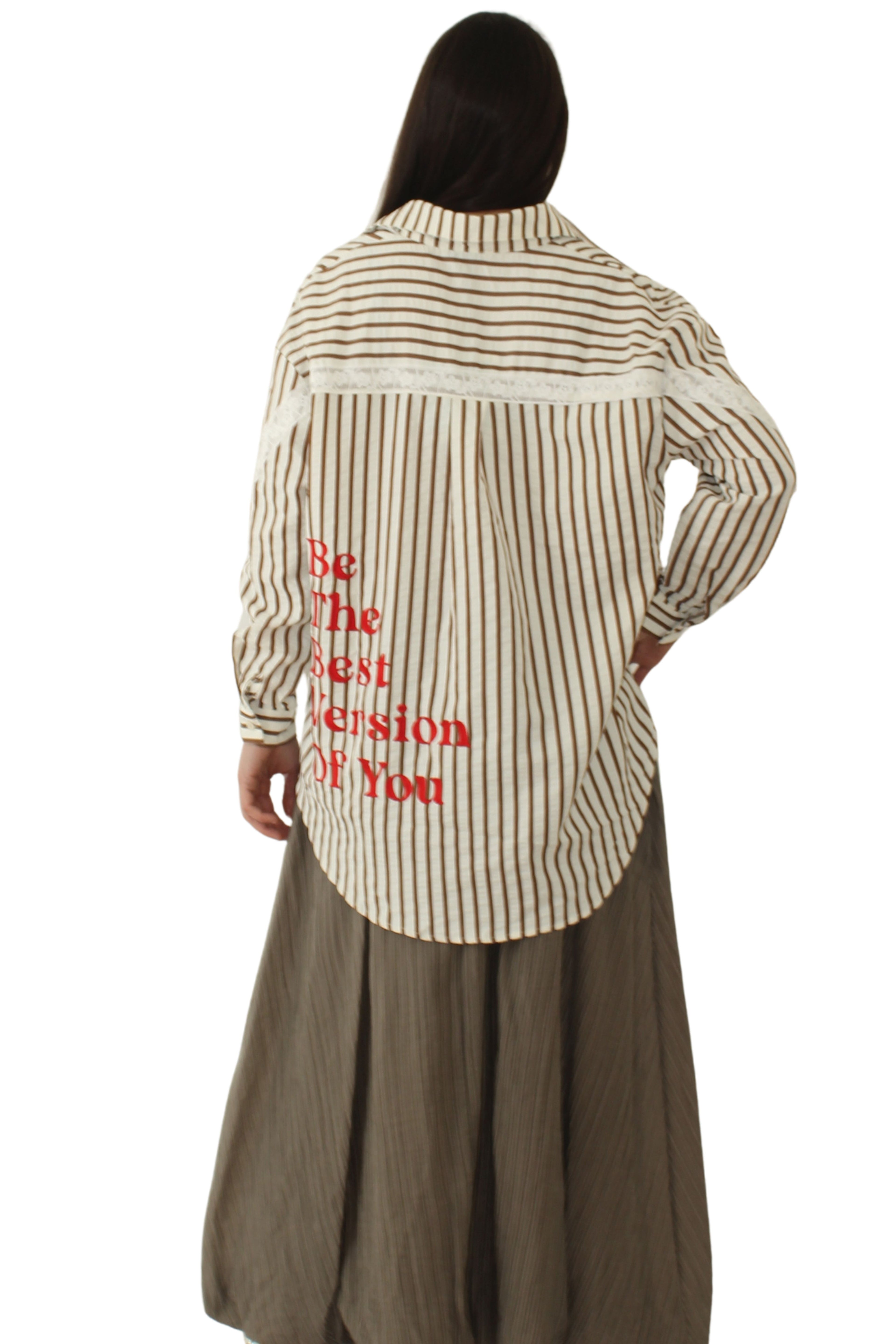 Camisa Rayas Texto Rojo Be The Best Version of You - Jot_Madrid LYKKE