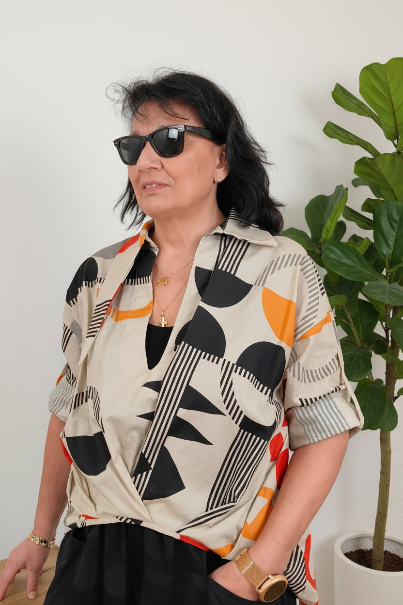 camisa wendy trendy asimétrica con cuello diferentes