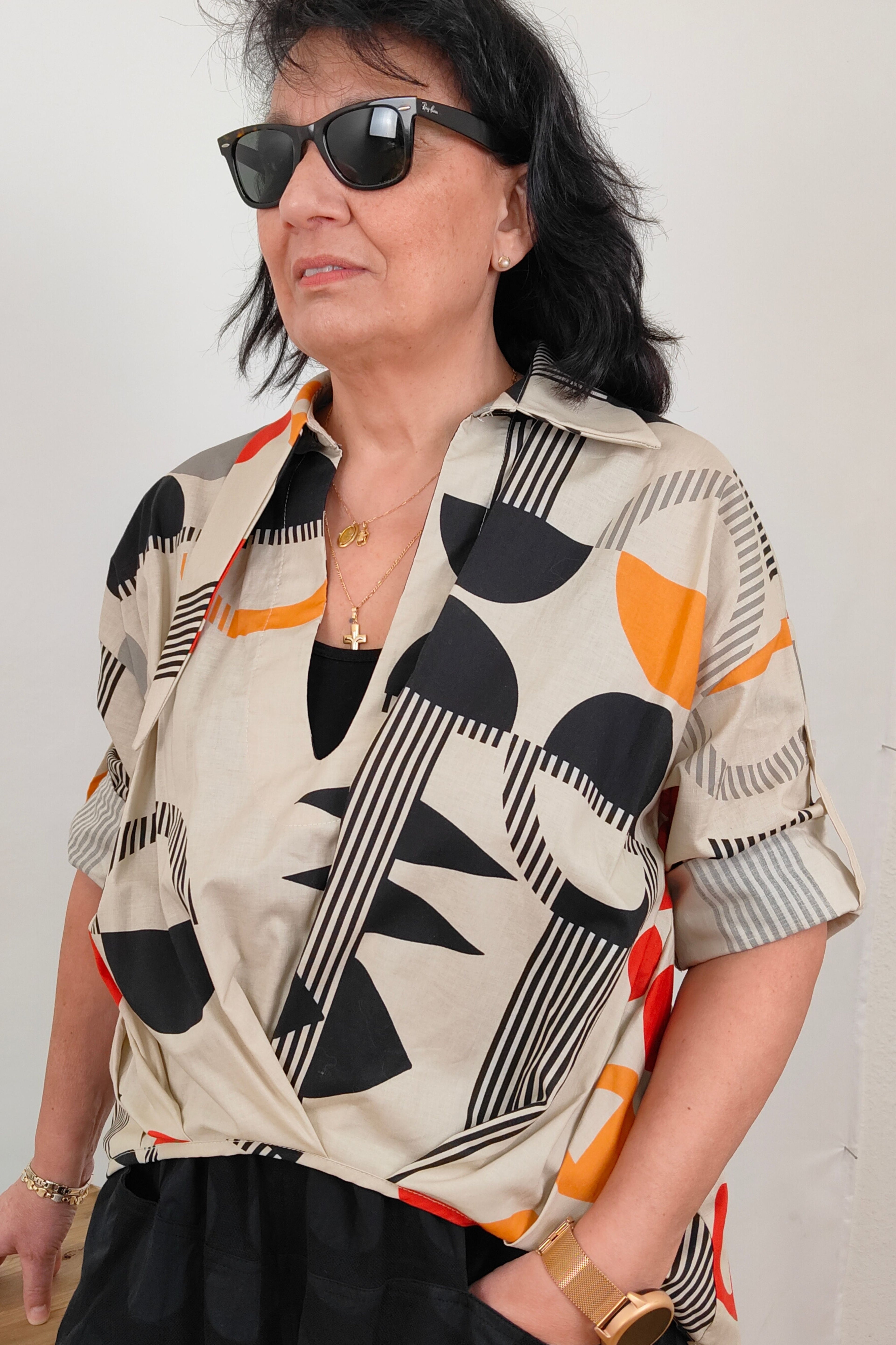 camisa wendy trendy asimétrica con cuello diferentes