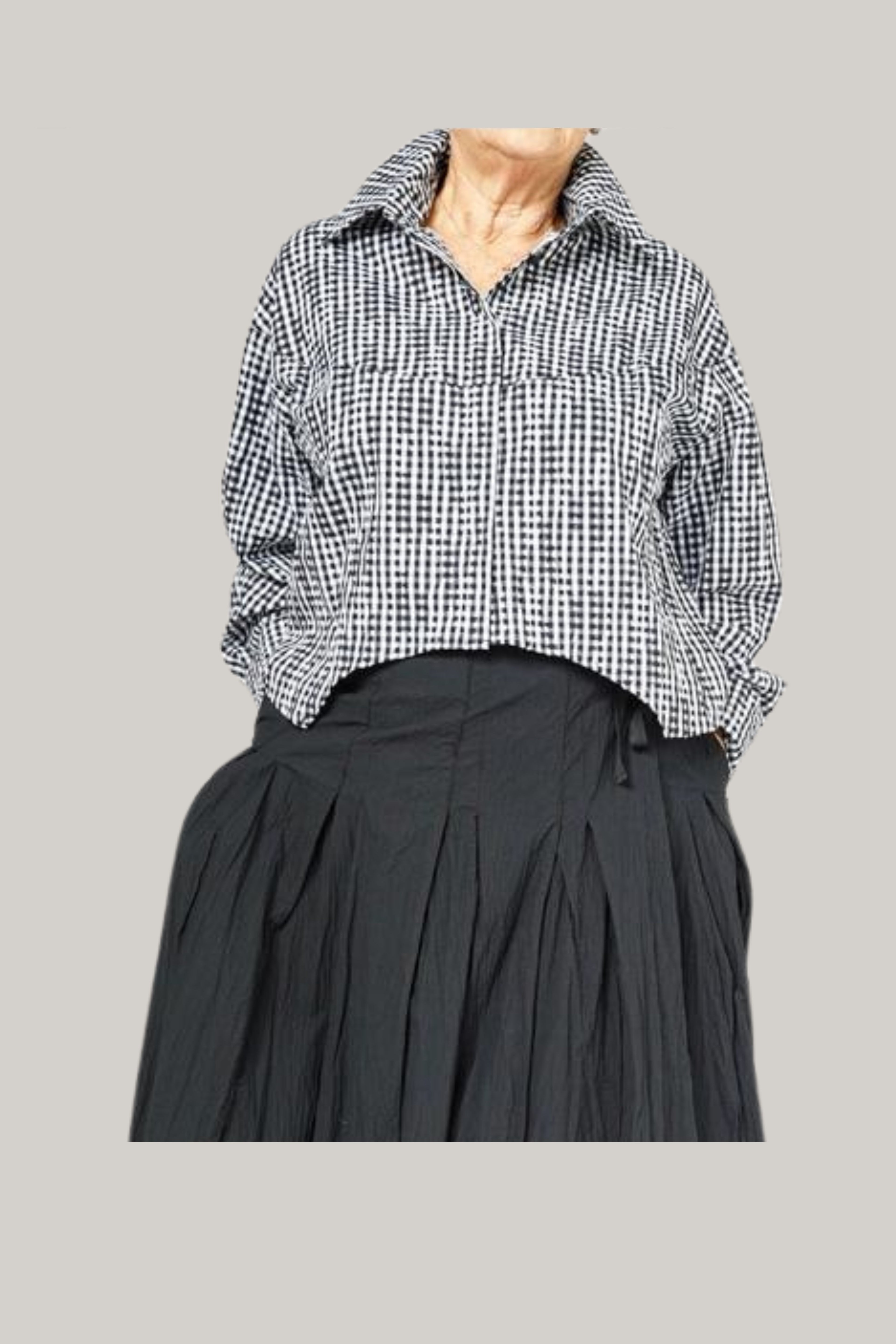 camisa asimetrica de wendy trendy con cuadros vichy