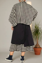 camisa de wendy trendy en vichy negro con la manga japonesa