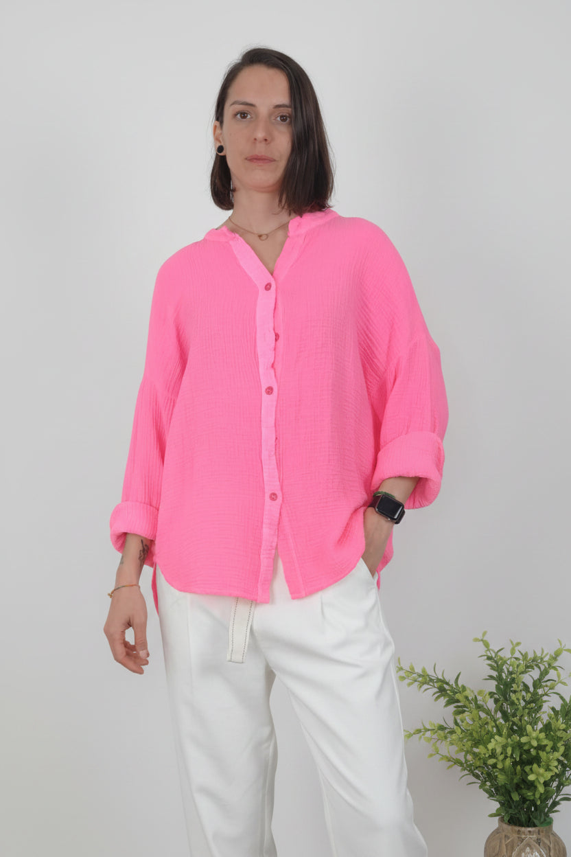 camisa jot_milano con detalle de letras en la espalda de algodón rizado