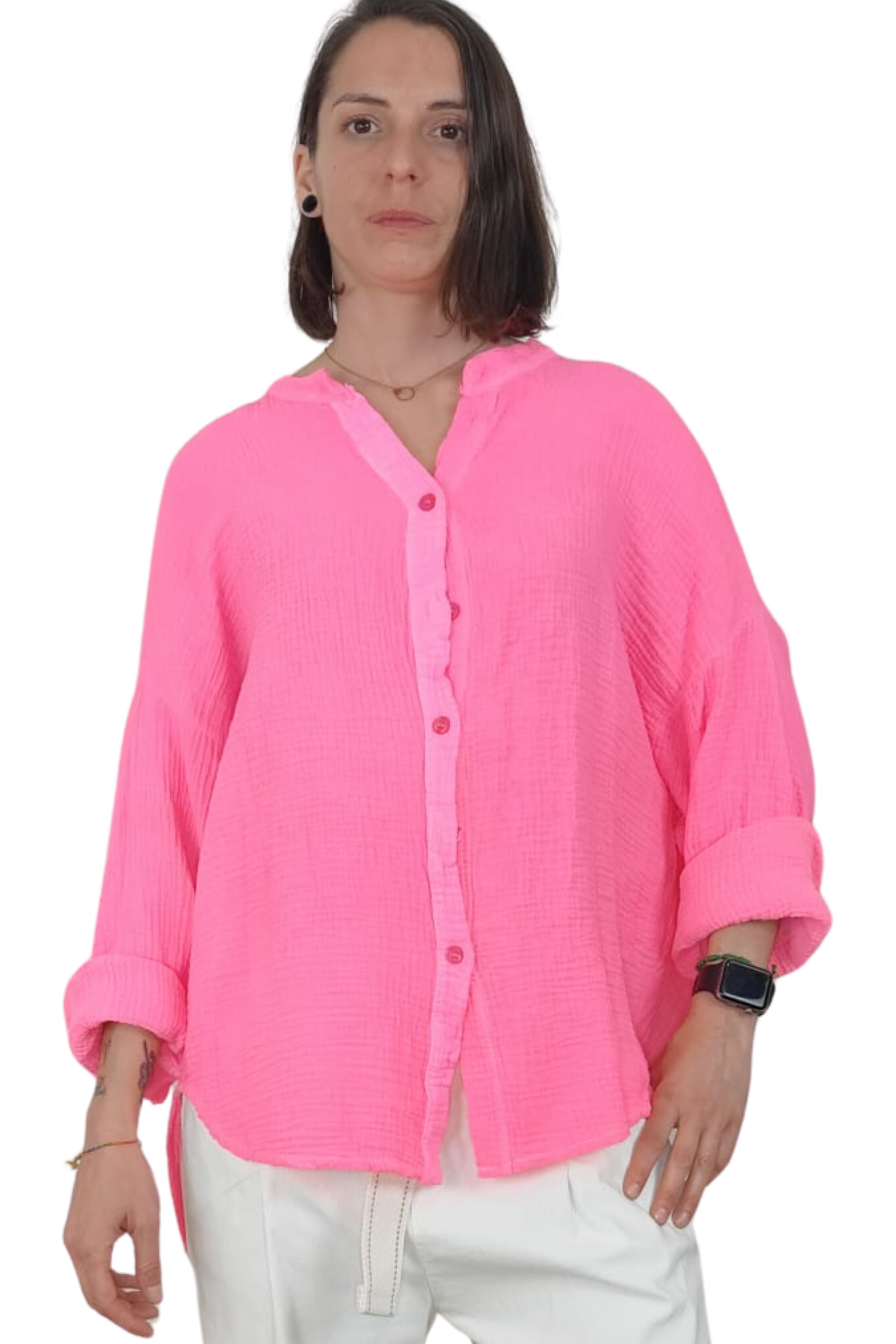 camisa jot_milano con detalle de letras en la espalda de algodón rizado