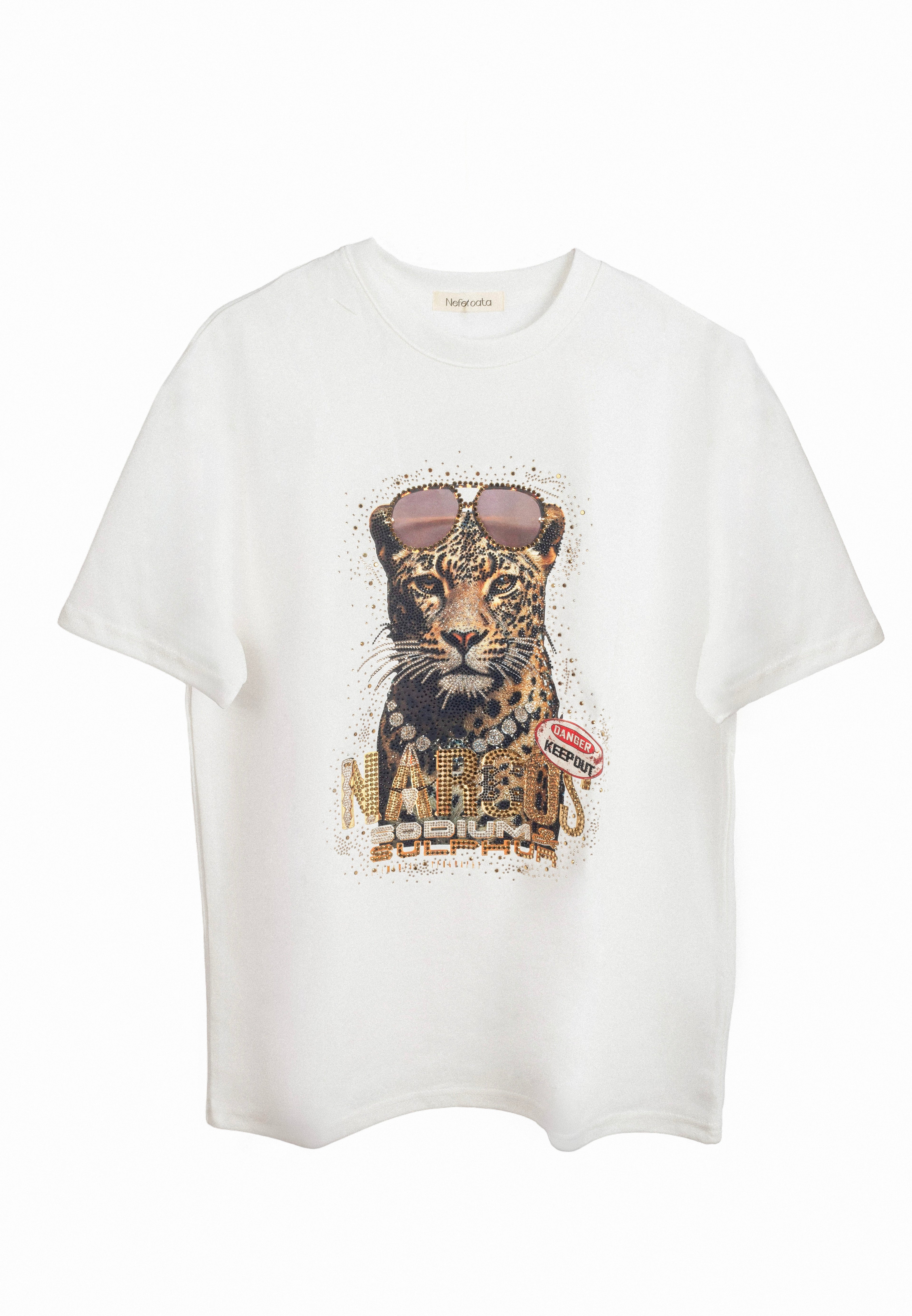 Camiseta nefelibata de tigre con brillos
