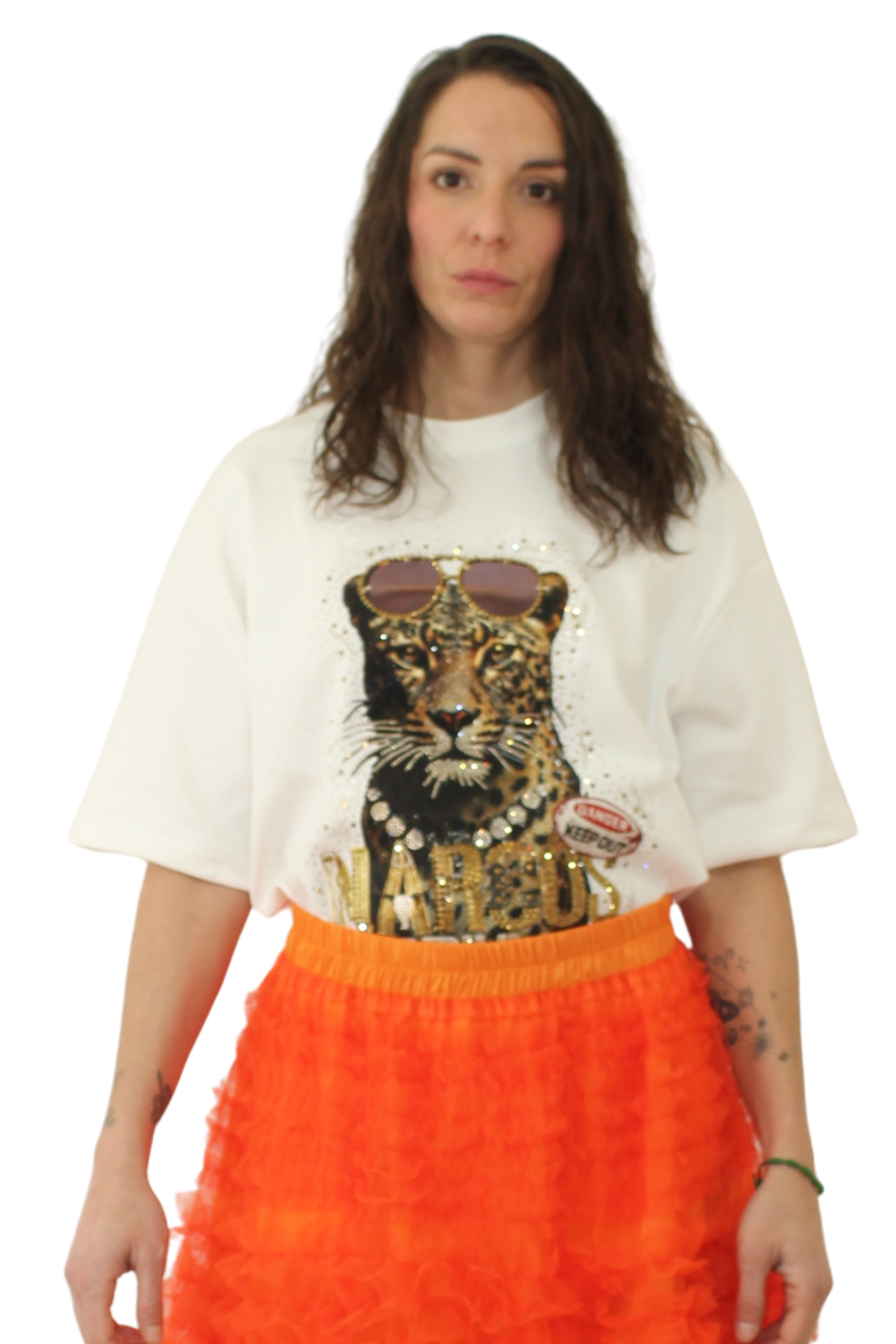 Camiseta nefelibata de tigre con brillos