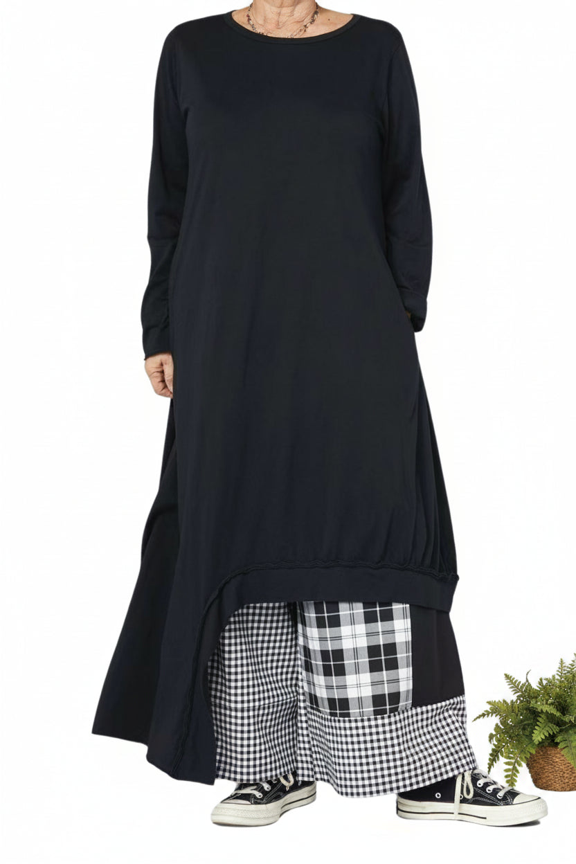 camiseta larga con bolsillos asimetrica