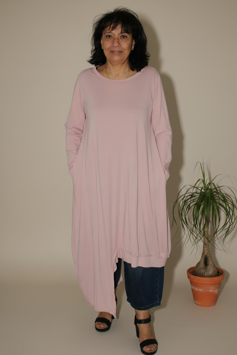 camiseta wendy trendy asimetrica rosa