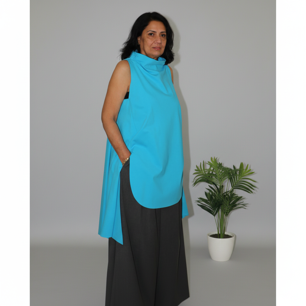 chaleco wendy trendy asimetrico azul cielo
