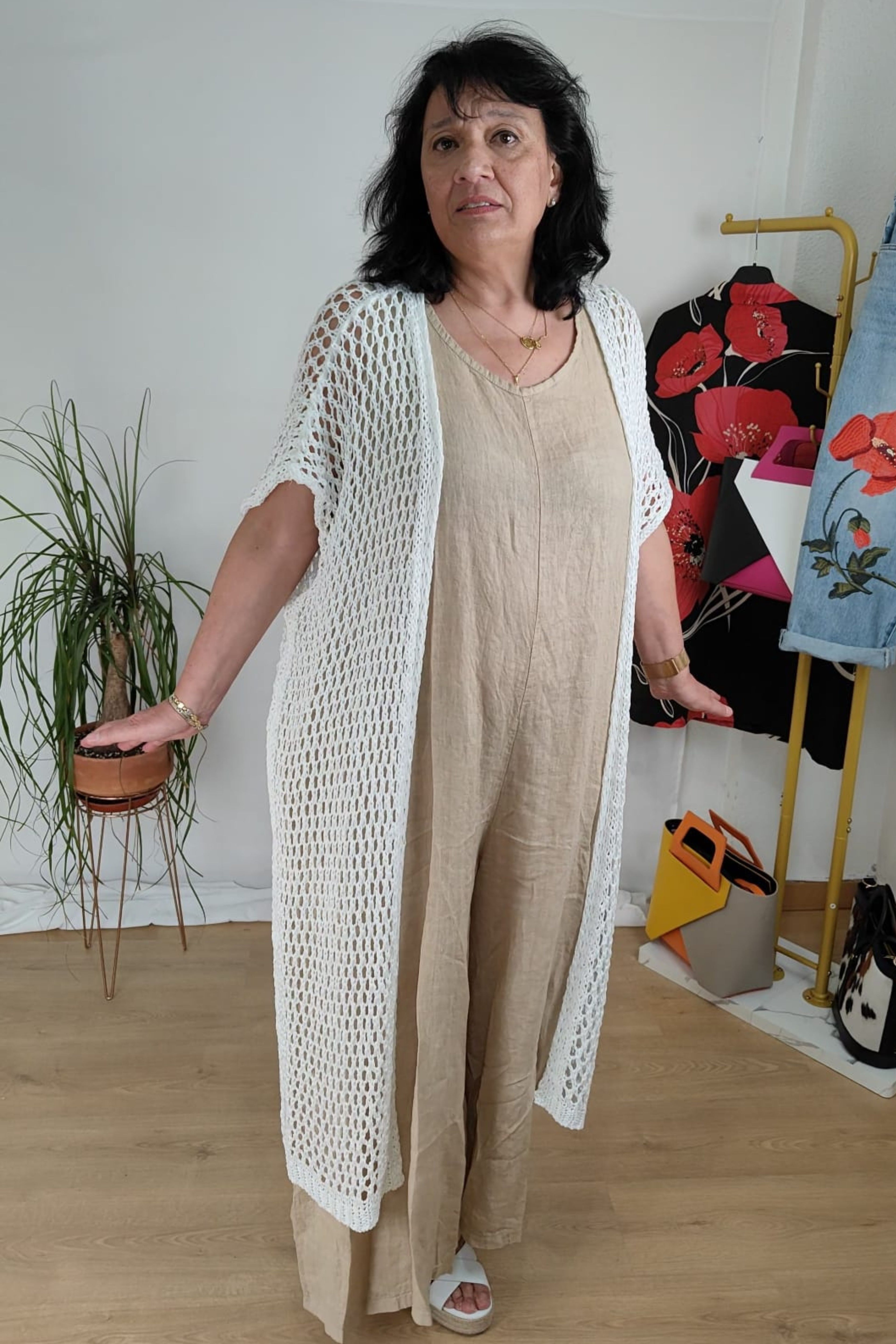 chaleco largo de jot_madrid en crochet blanco 