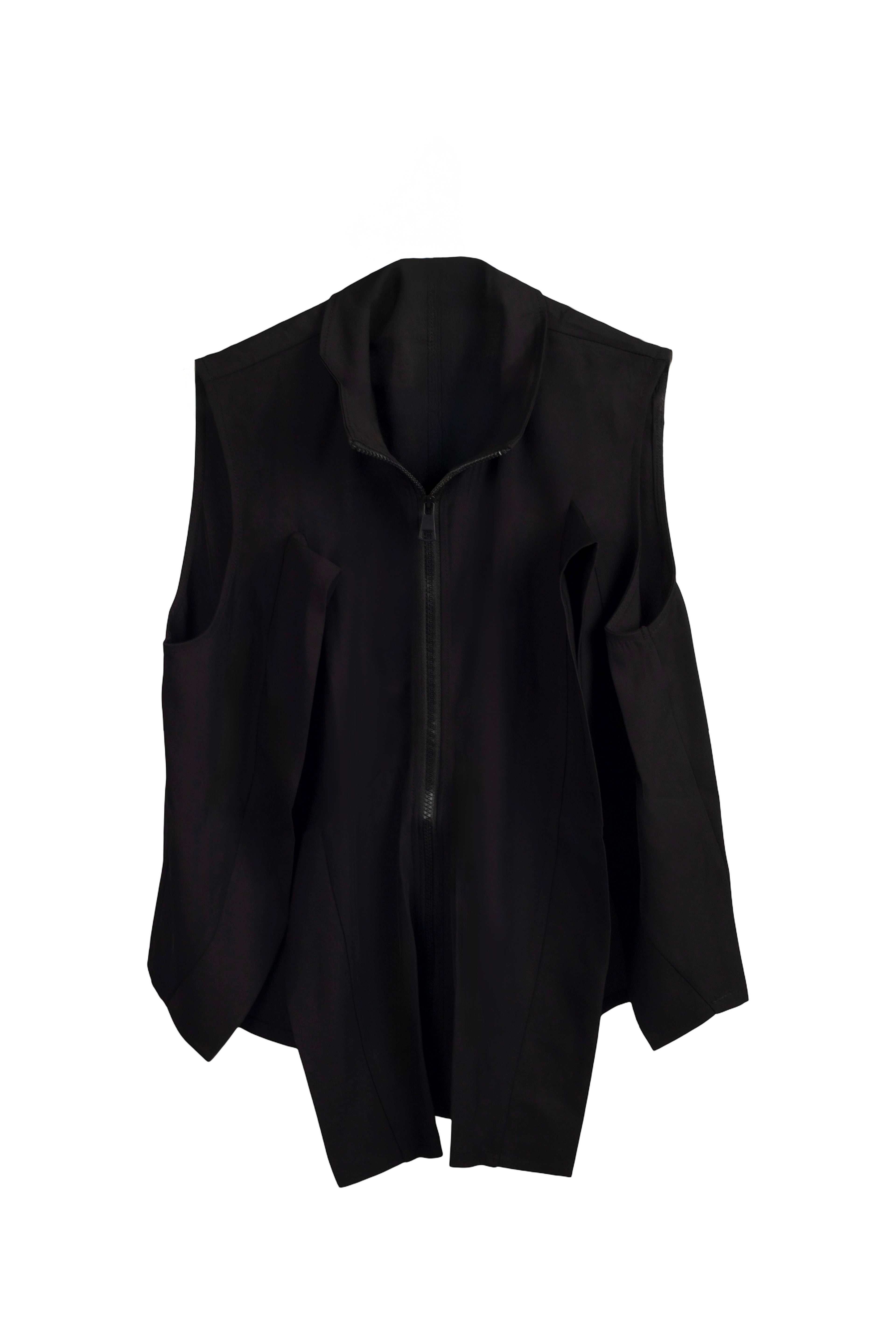 Chaleco Negro Abierto Laterales Cremallera - Nefelibata