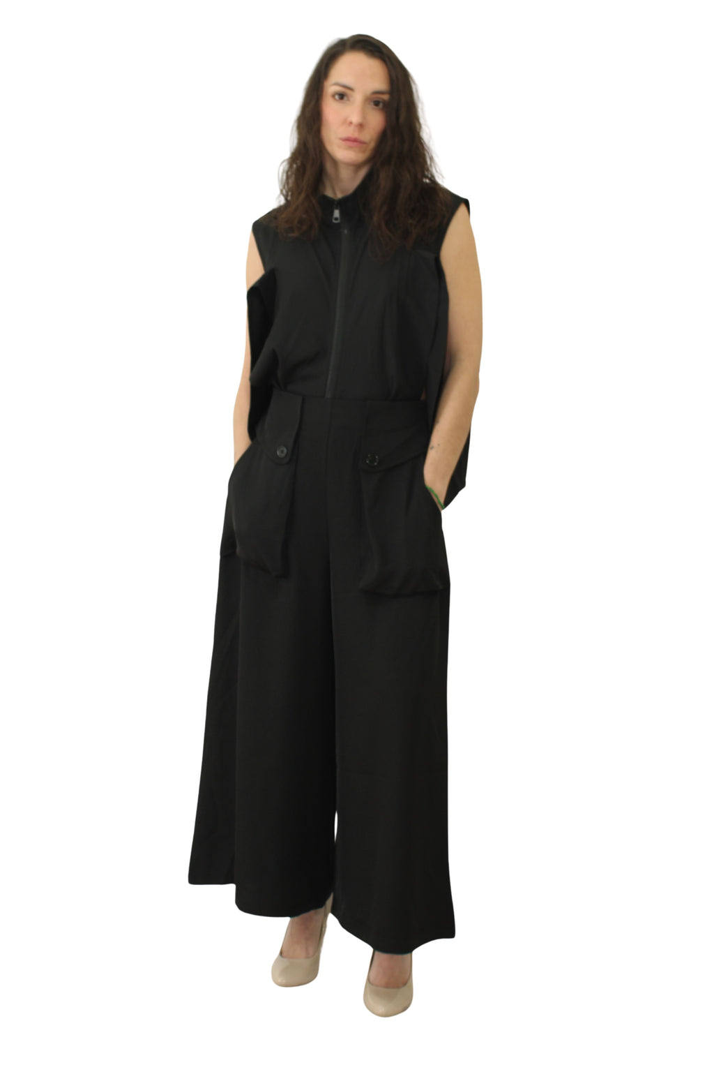 Chaleco Negro Abierto Laterales Cremallera - Nefelibata