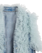 Chaleco nefelibata azul vaquero combinado en tul por la parte delantera | YOLYKKE