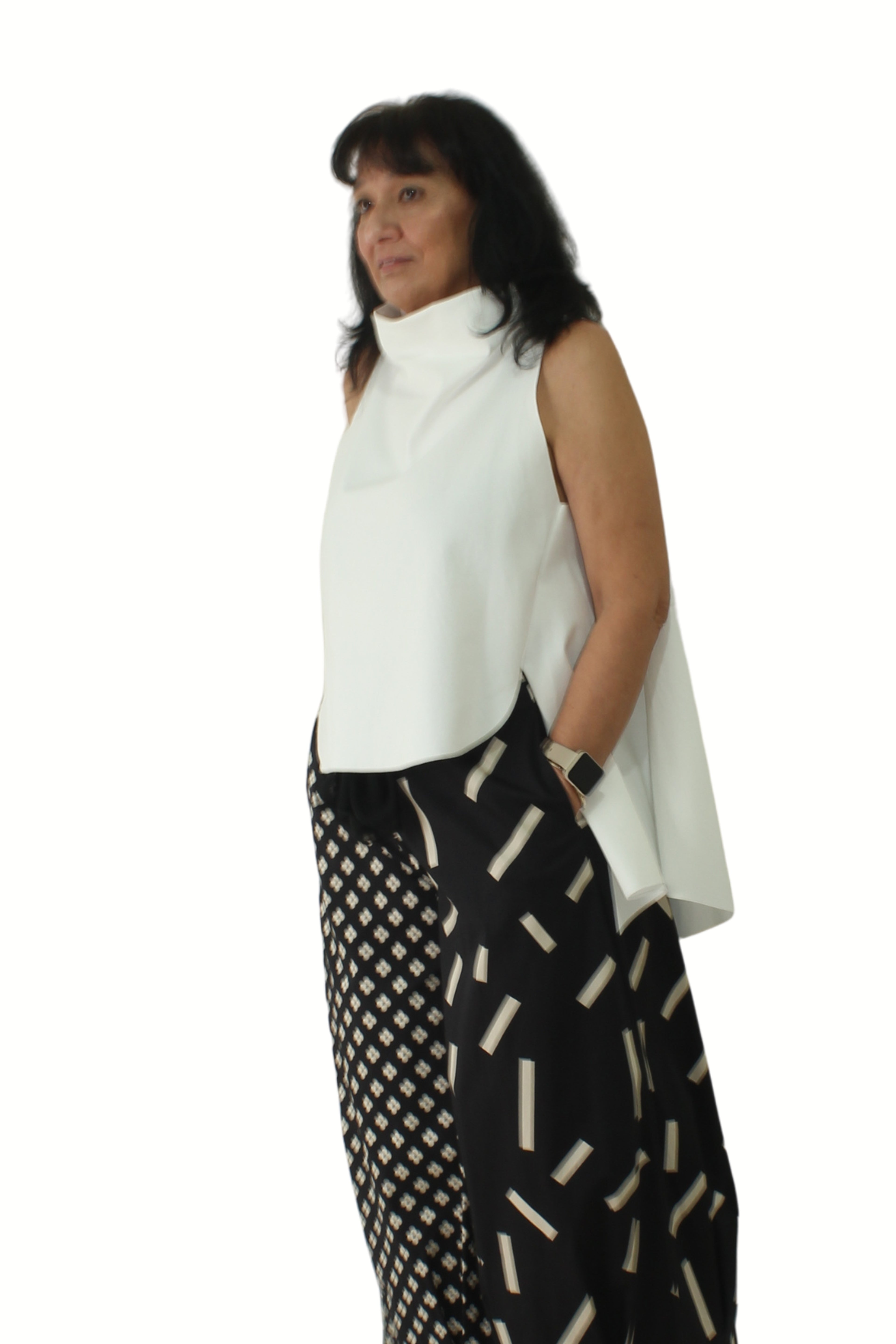 chaleco Wendy trendy cuello alto blanco