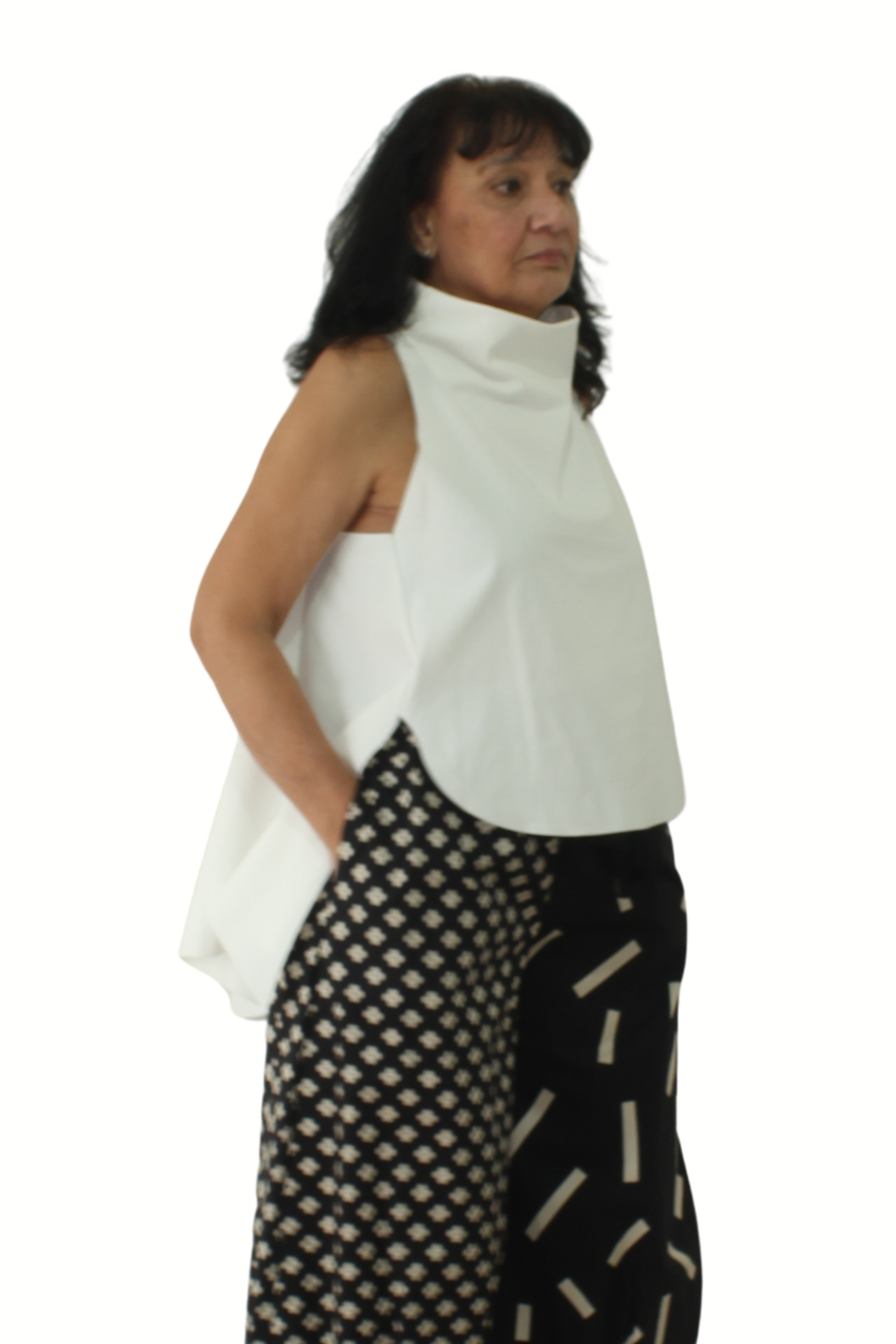 chaleco Wendy trendy cuello alto blanco