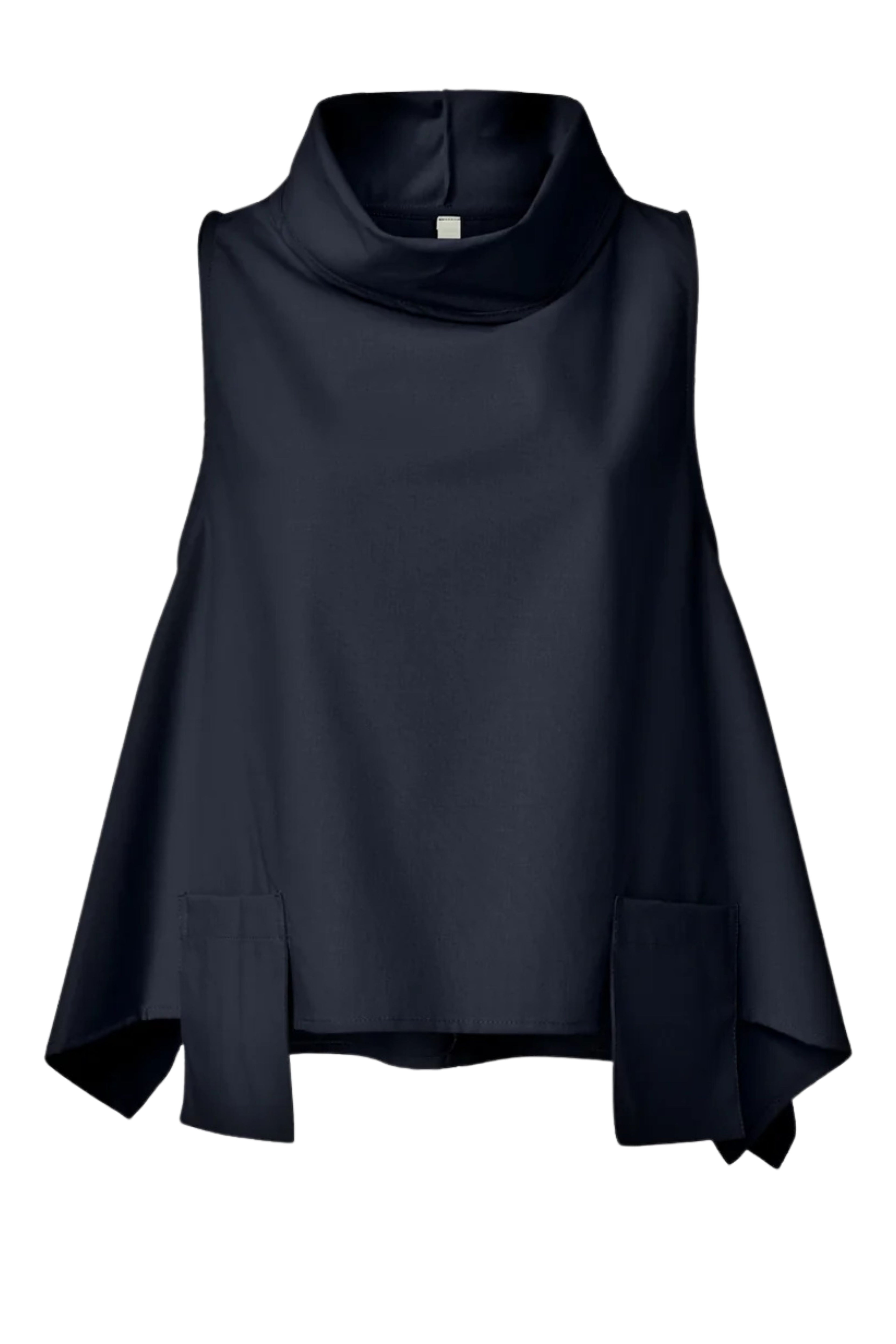 chaleco asimetrico wendy rendy azul marino con bolsillos