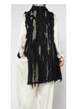 chaleco wendy trendy degradado con botones flecos y transparente efecto roto
