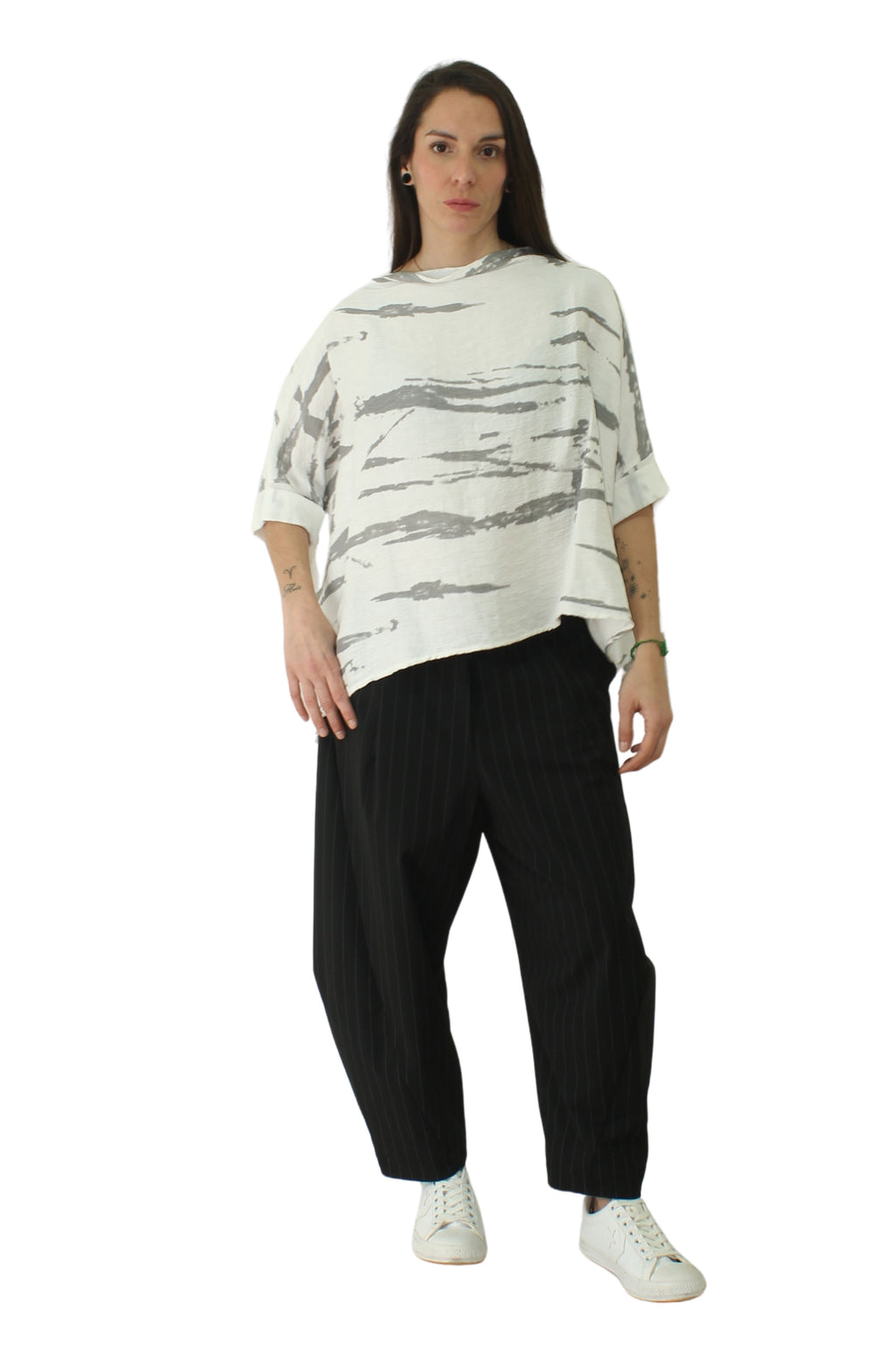 Camiseta Oversize Rayas Cebra Wendy Trendy