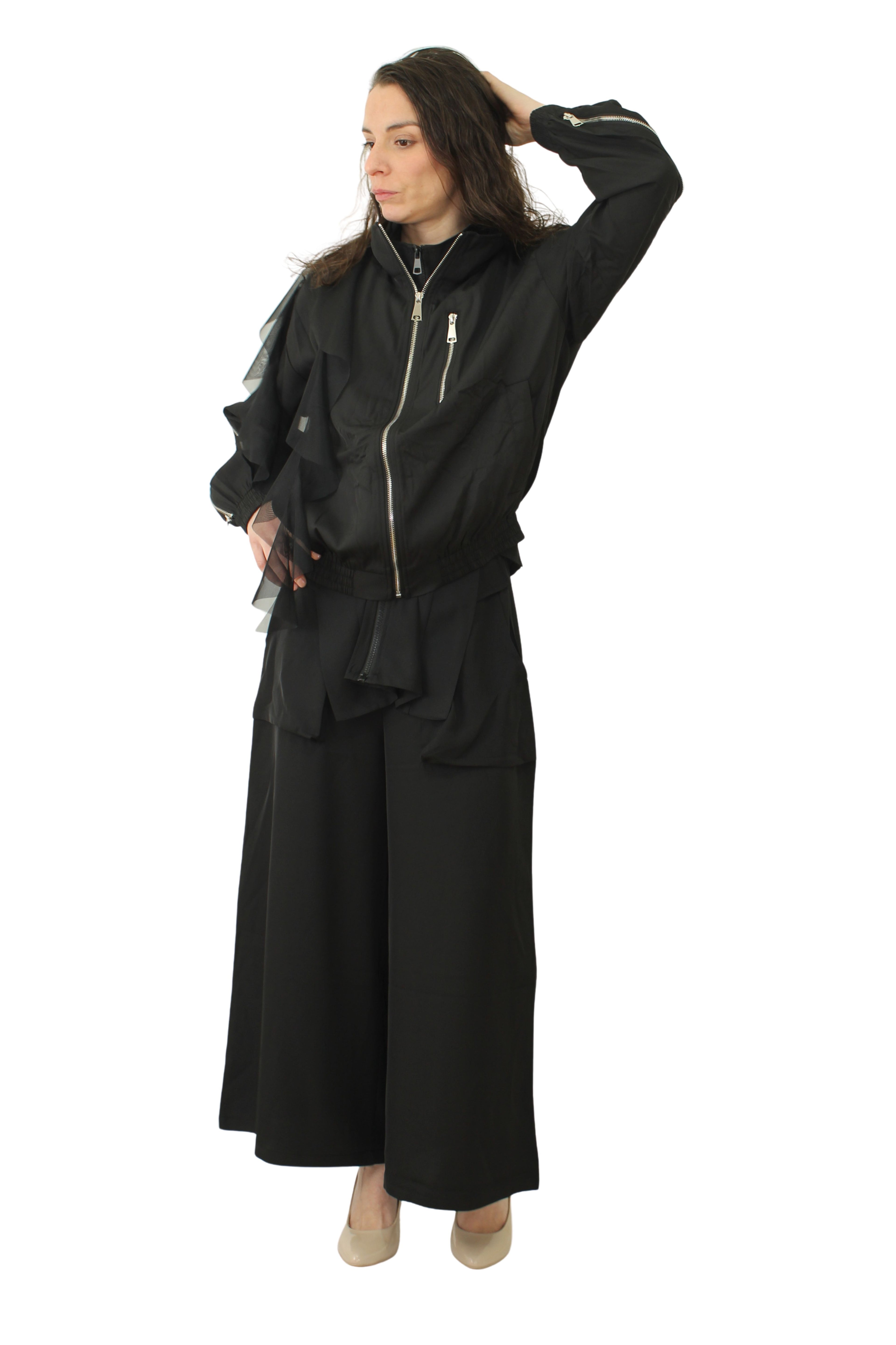 Chaqueta nefelibata marrón chocolate con cremalleras LYKKE