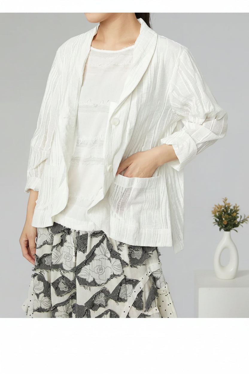 chaqueta blanca con textura wendy trendy
