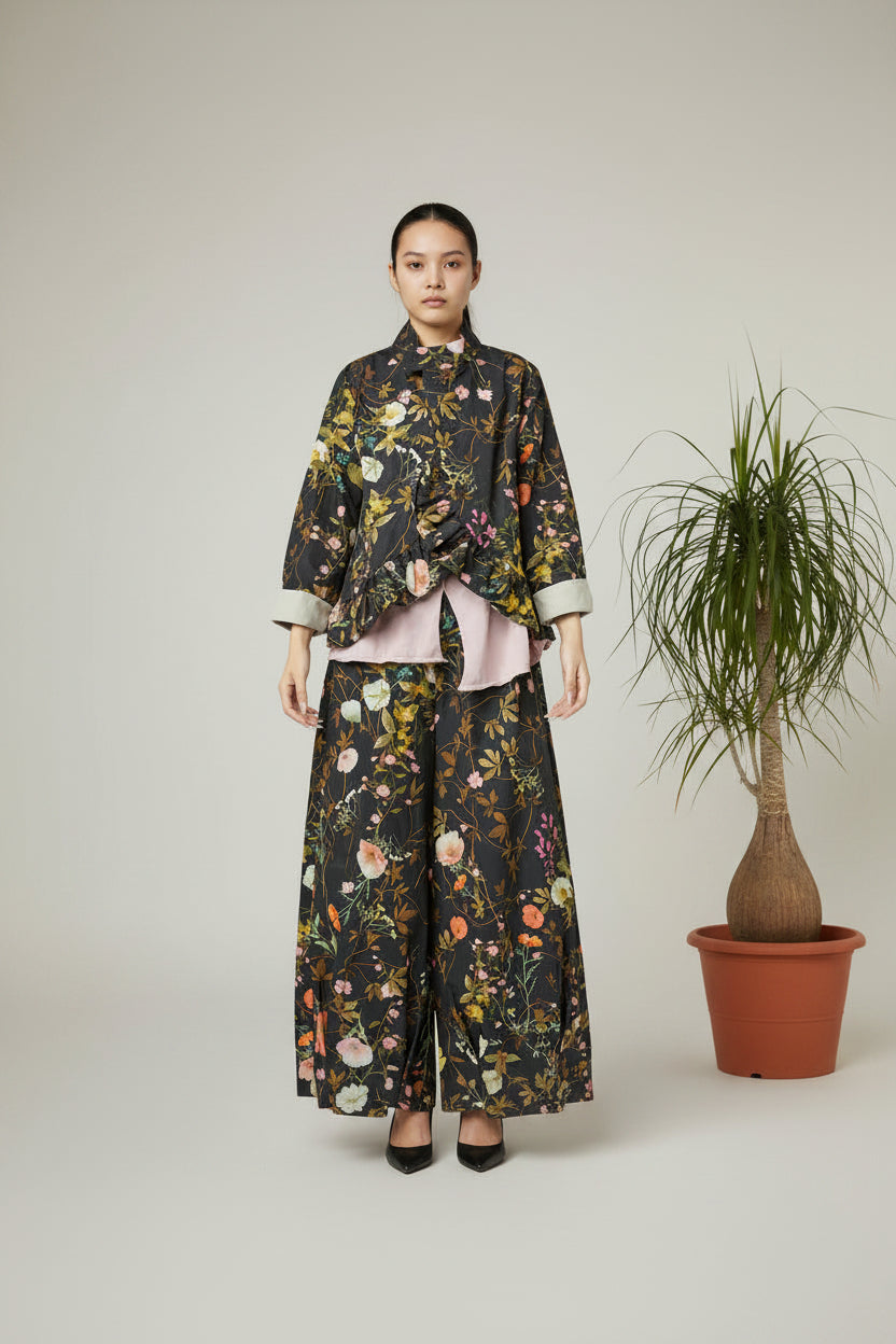 conjunto de chaqueta y pantalon de wendy trendy estampado floral 