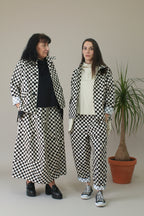 chaqueta de cuadro bicolor de Wendy trendy en forma tablero de ajedrez | YOLYKKE