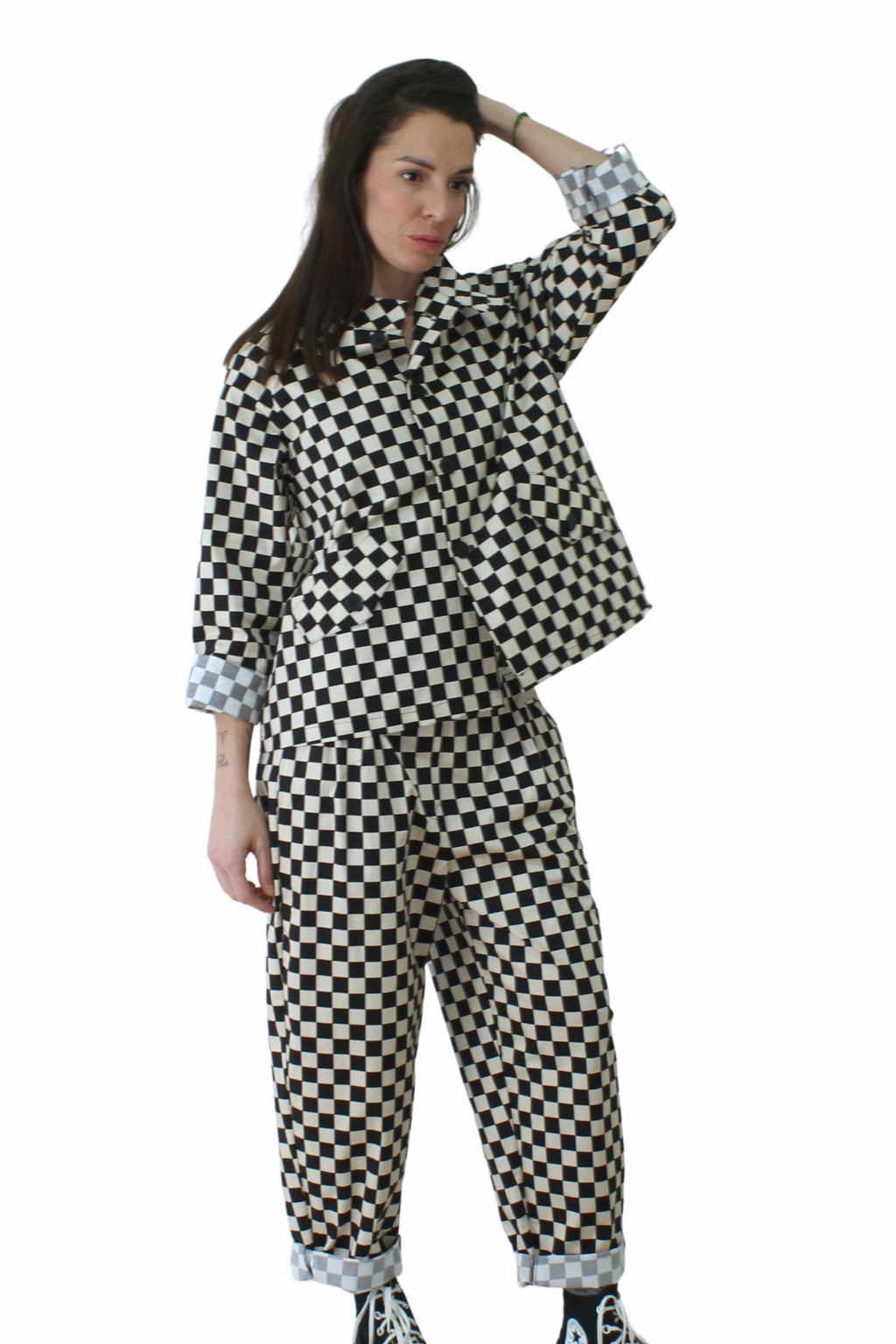 pantalón Wendy trendy tablero de ajedrez |YOLYKKE