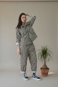 chaqueta de cuadro bicolor de Wendy trendy en forma tablero de ajedrez | YOLYKKE