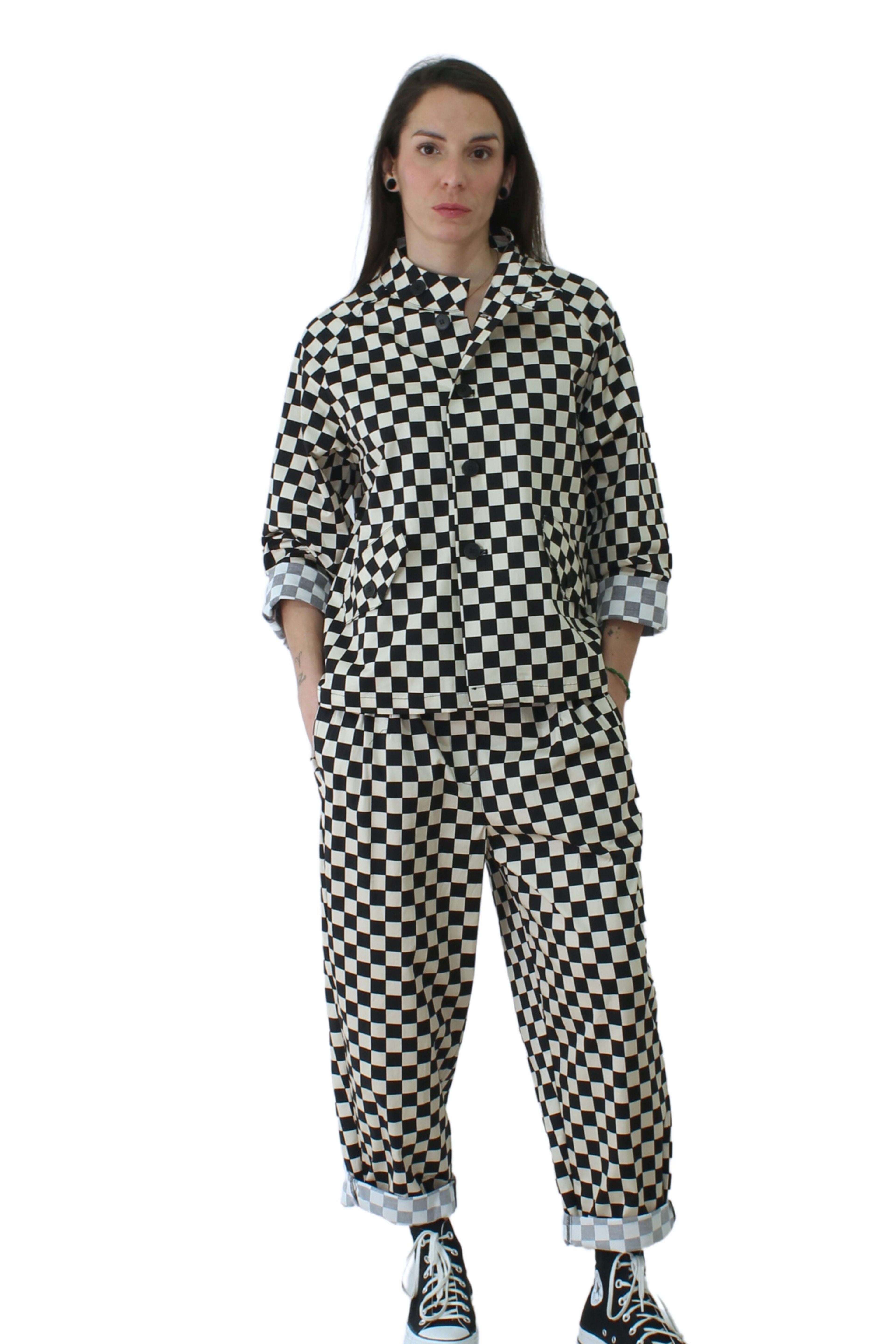 pantalón Wendy trendy tablero de ajedrez |YOLYKKE