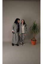 conjunto de Wendy trendy de chaqueta pantalón y falda tablero de ajedrez