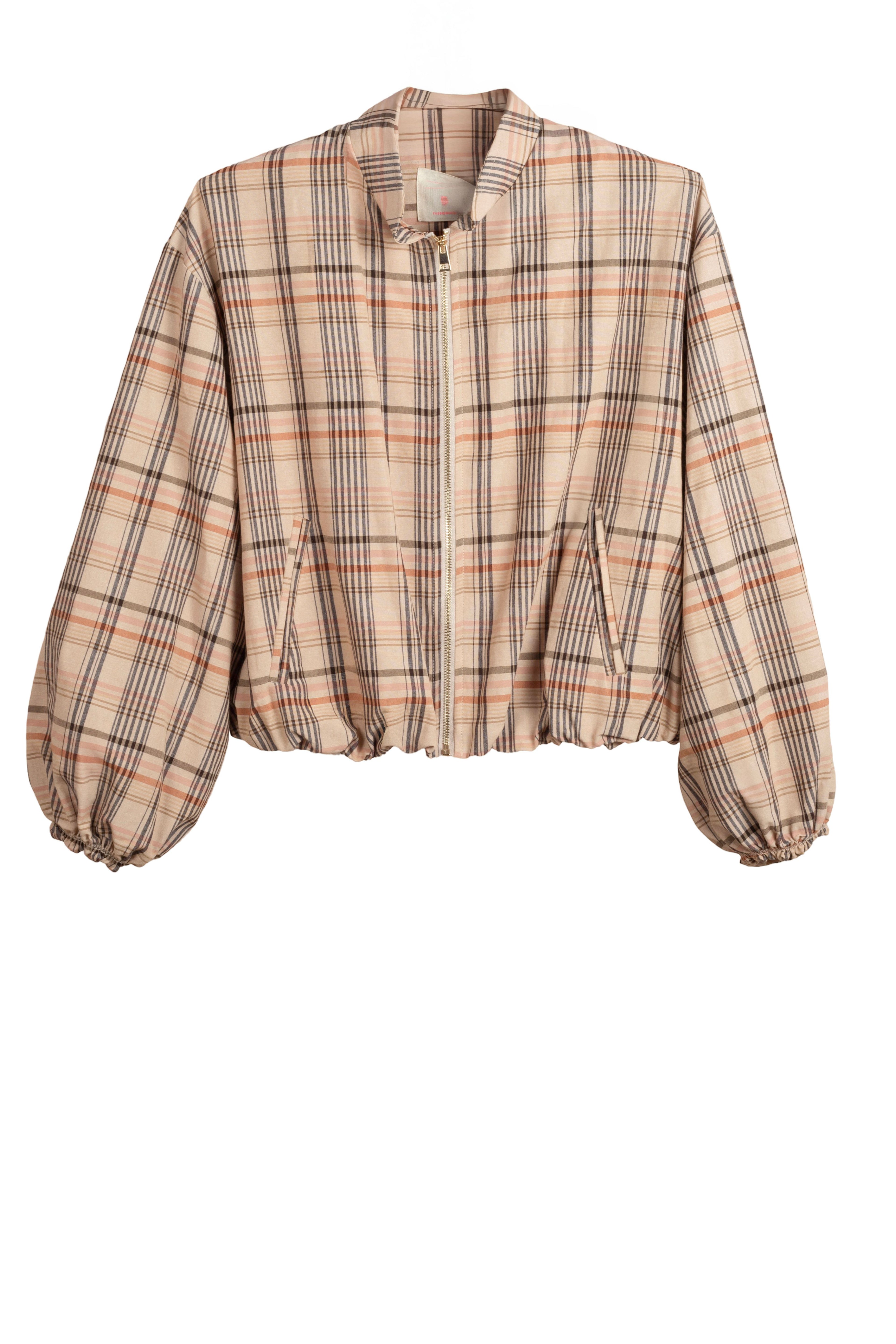 Chaqueta Bomber Cuadros Beige Jot_Madrid