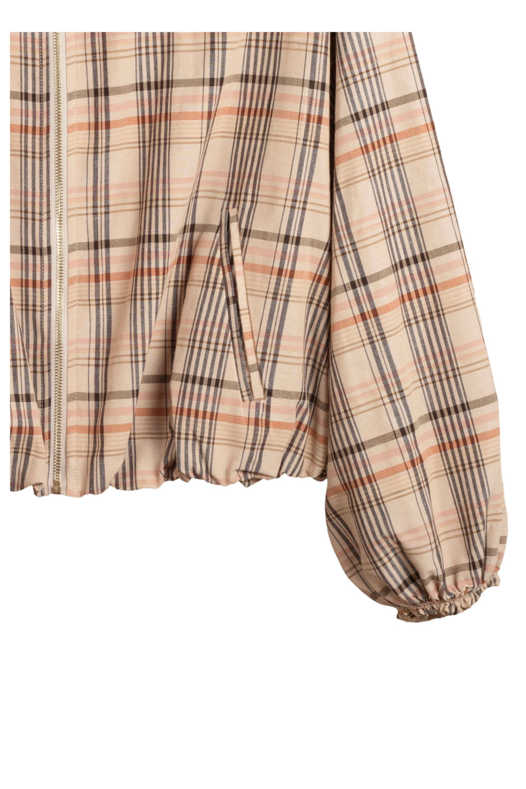 Chaqueta Bomber Cuadros Beige Jot_Madrid