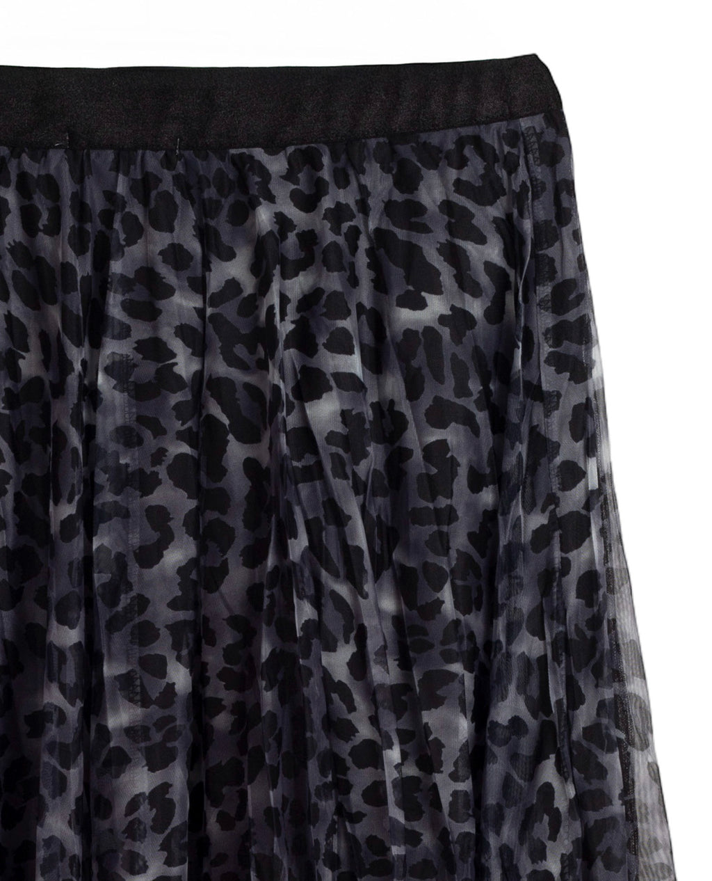 falda midi tul leopardo gris fluida Jot_Madrid - vista frontal con caída elegante LYKKE