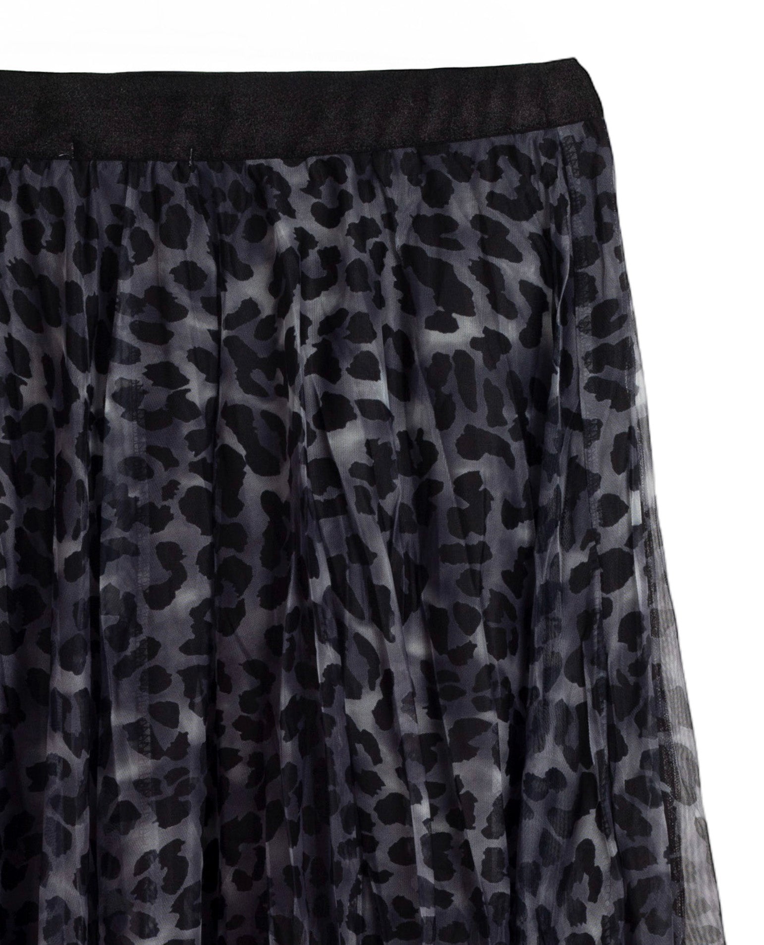 falda midi tul leopardo gris fluida Jot_Madrid - vista frontal con caída elegante LYKKE