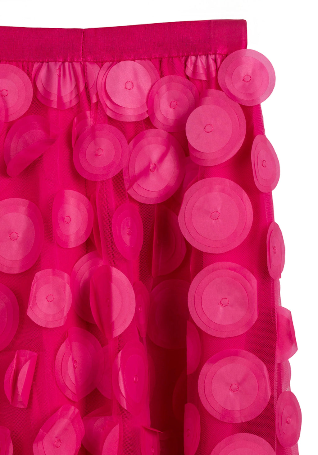 Falda nefelibata en tul rosa con flores en 3d todo en fuxia LYKKE