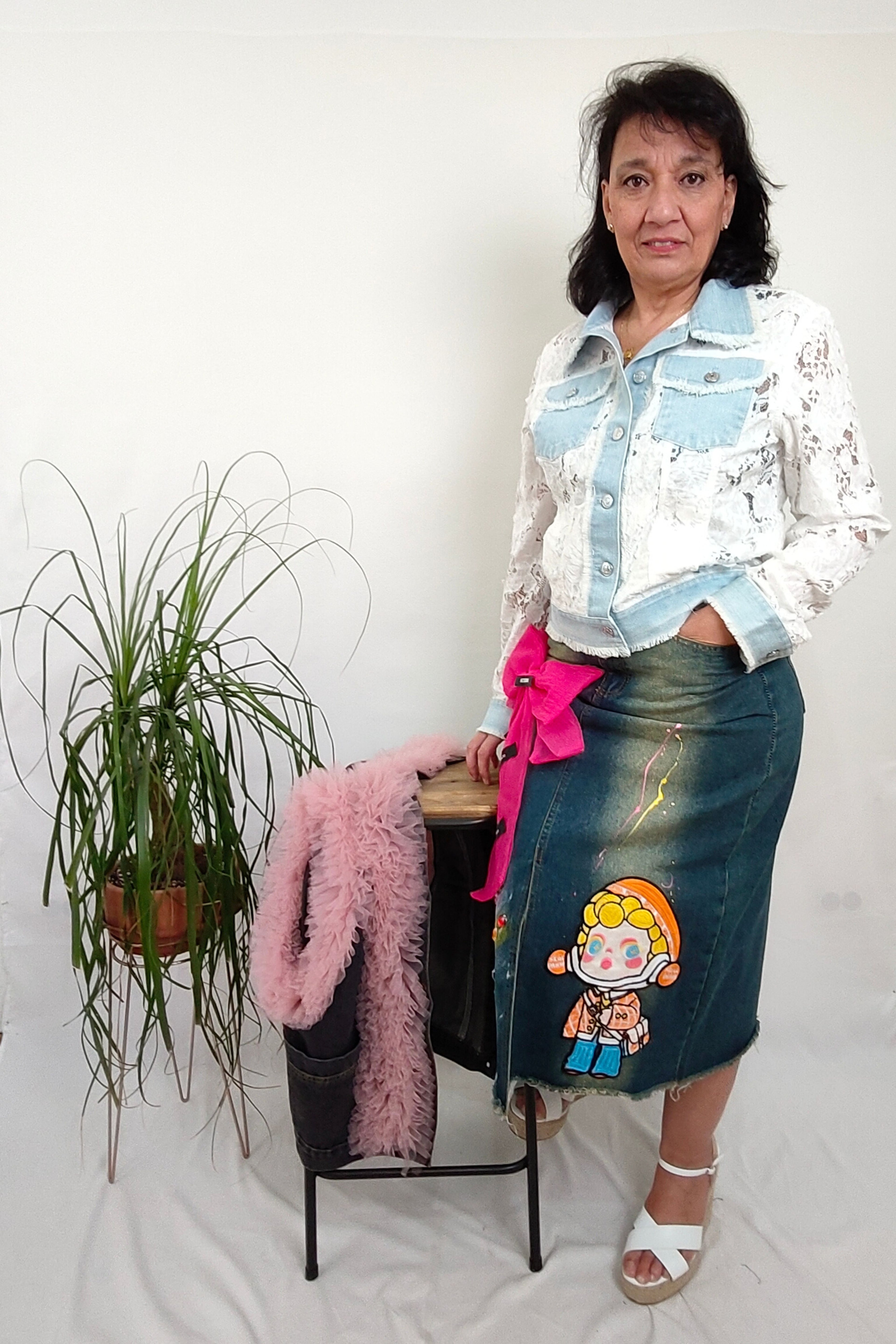 falda de jot_milano vaquera lazo rosa extragrande