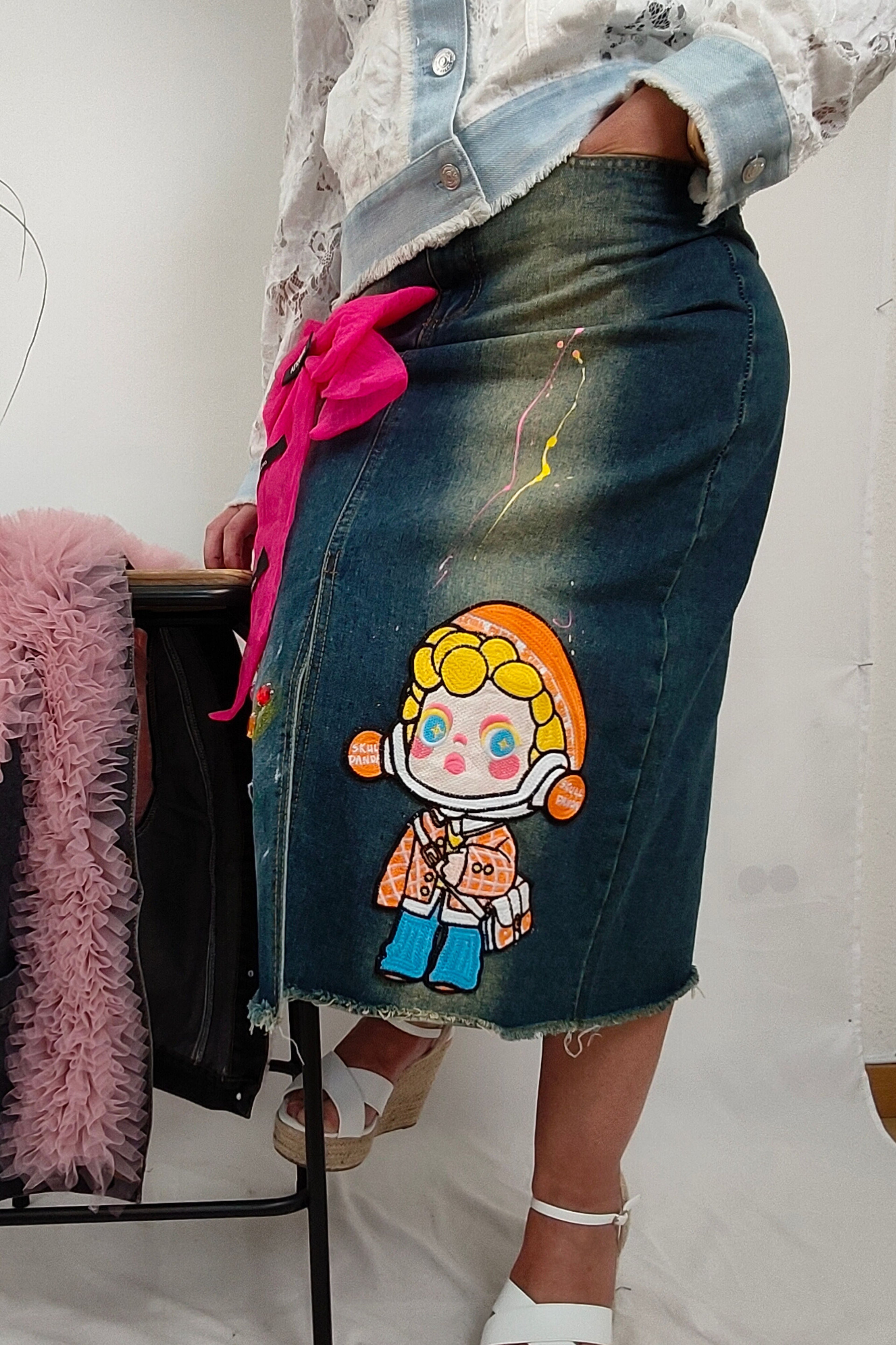 falda de jot_milano vaquera lazo rosa extragrande