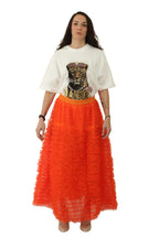 Falda Naranja Tul Rizado Midi - Nefelibata