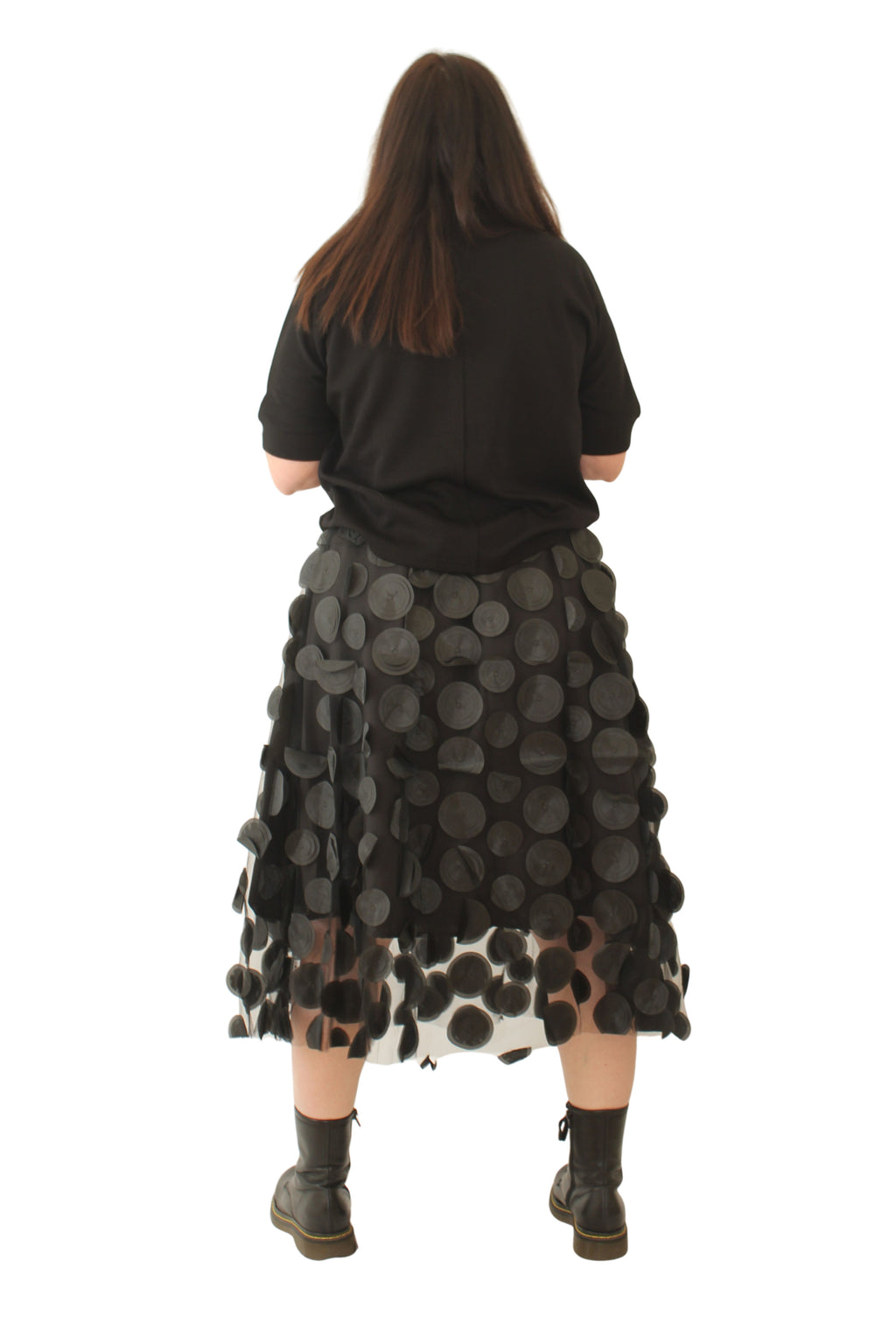 Falda Rosa o Negra Tul Círculos 3D Midi - Nefelibata