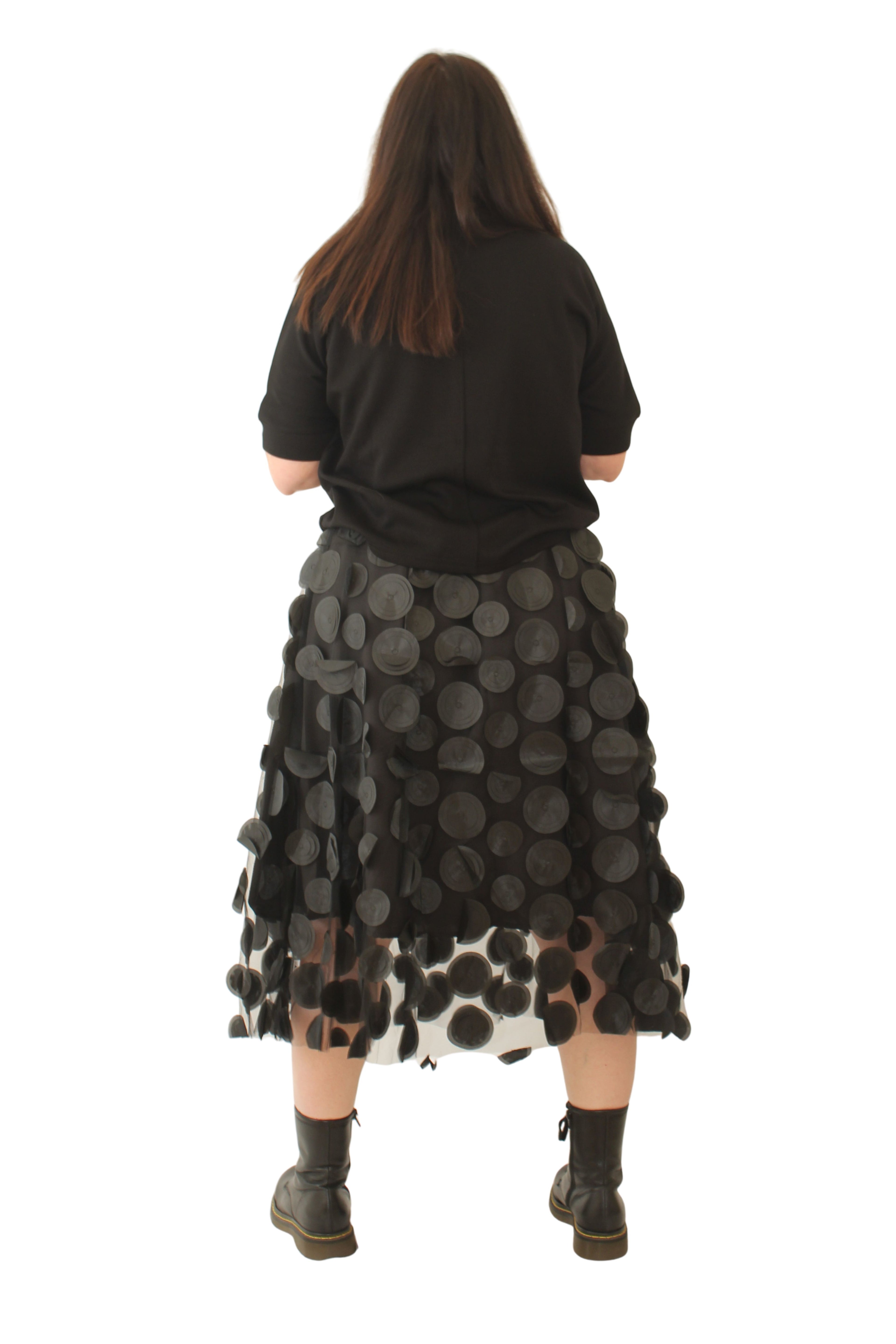 Falda Rosa o Negra Tul Círculos 3D Midi - Nefelibata