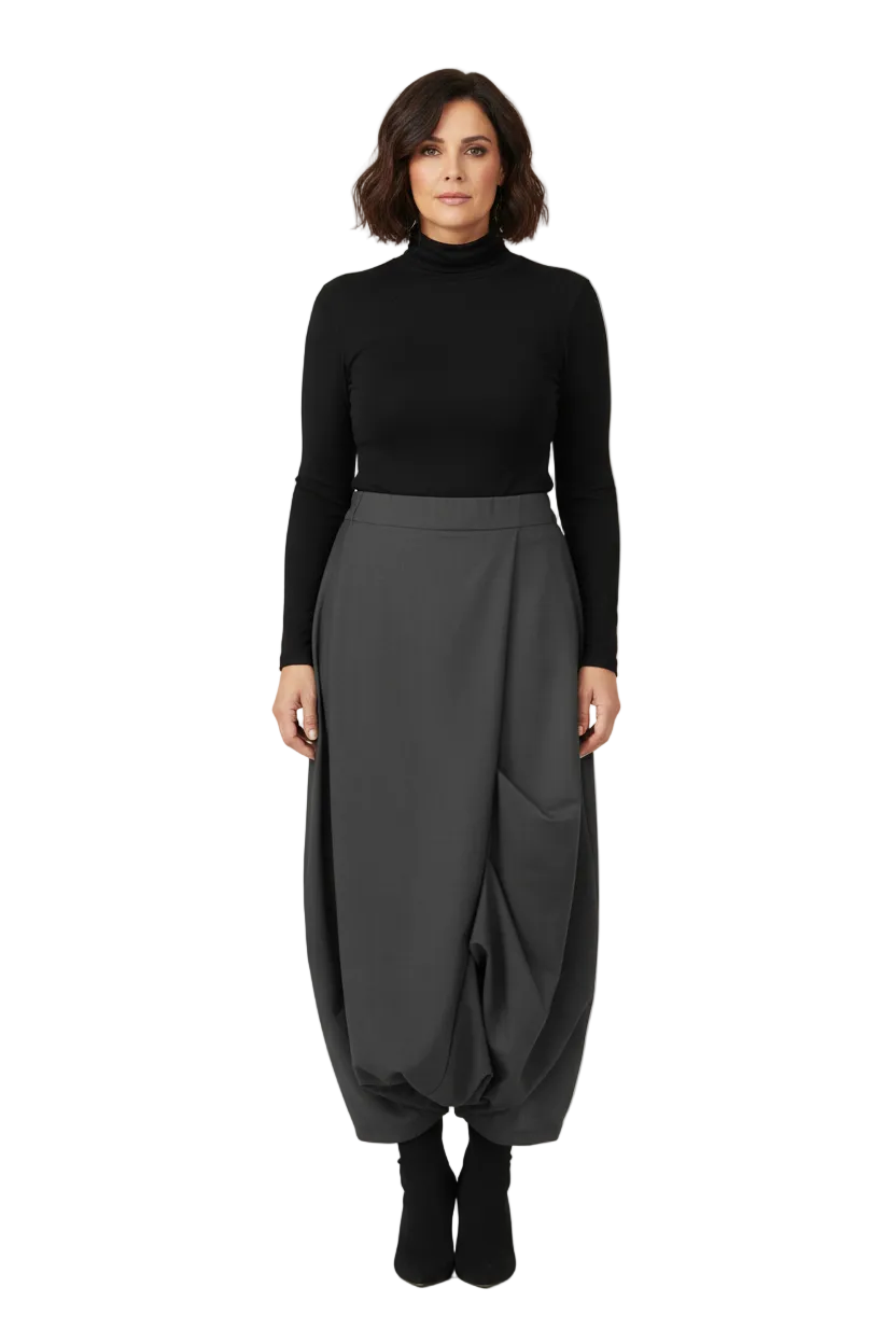 falda pantalon wendy trendy con cosido forma globo en gris