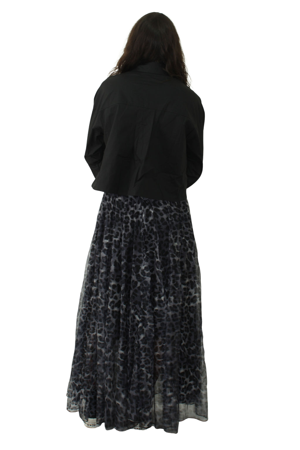 Camisa negra corta con cintas de tela cruzadas Nefelibata - vista trasera completa