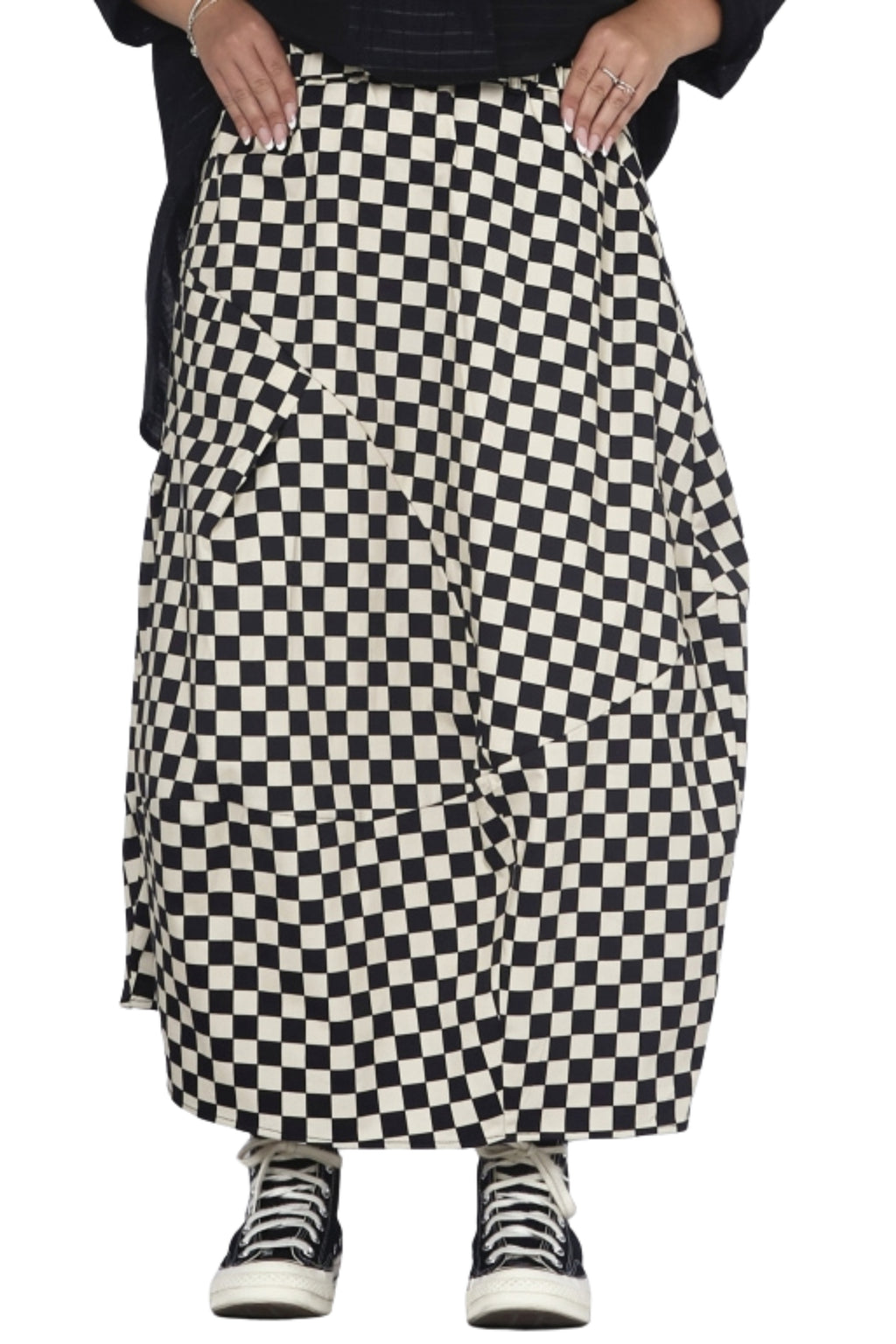 Falda de Wendy trendy globo estampado tablero de ajedrez