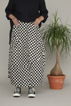 Falda de Wendy trendy globo estampado tablero de ajedrez