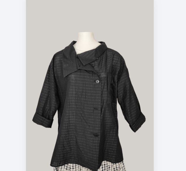 Camisa Chaqueta Rayas Lurex Cuello Asimétrico Negro