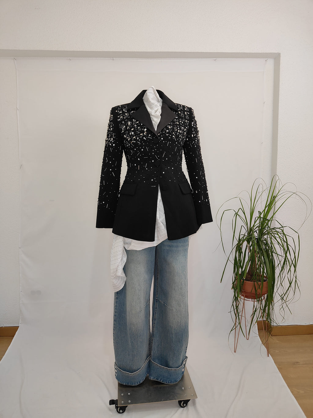 Pantalón Vaquero Wide Leg jot_madrid - Algodón con Corchetes