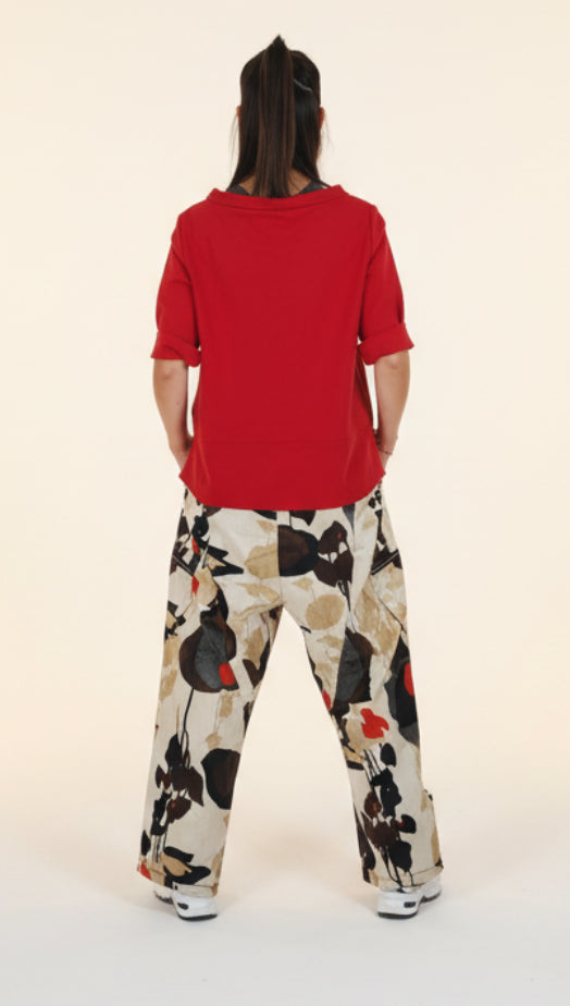 Pantaloni Cargo con Motivi Floreali Acquerellati e Pieghe sul Ginocchio | Wendy Trendy